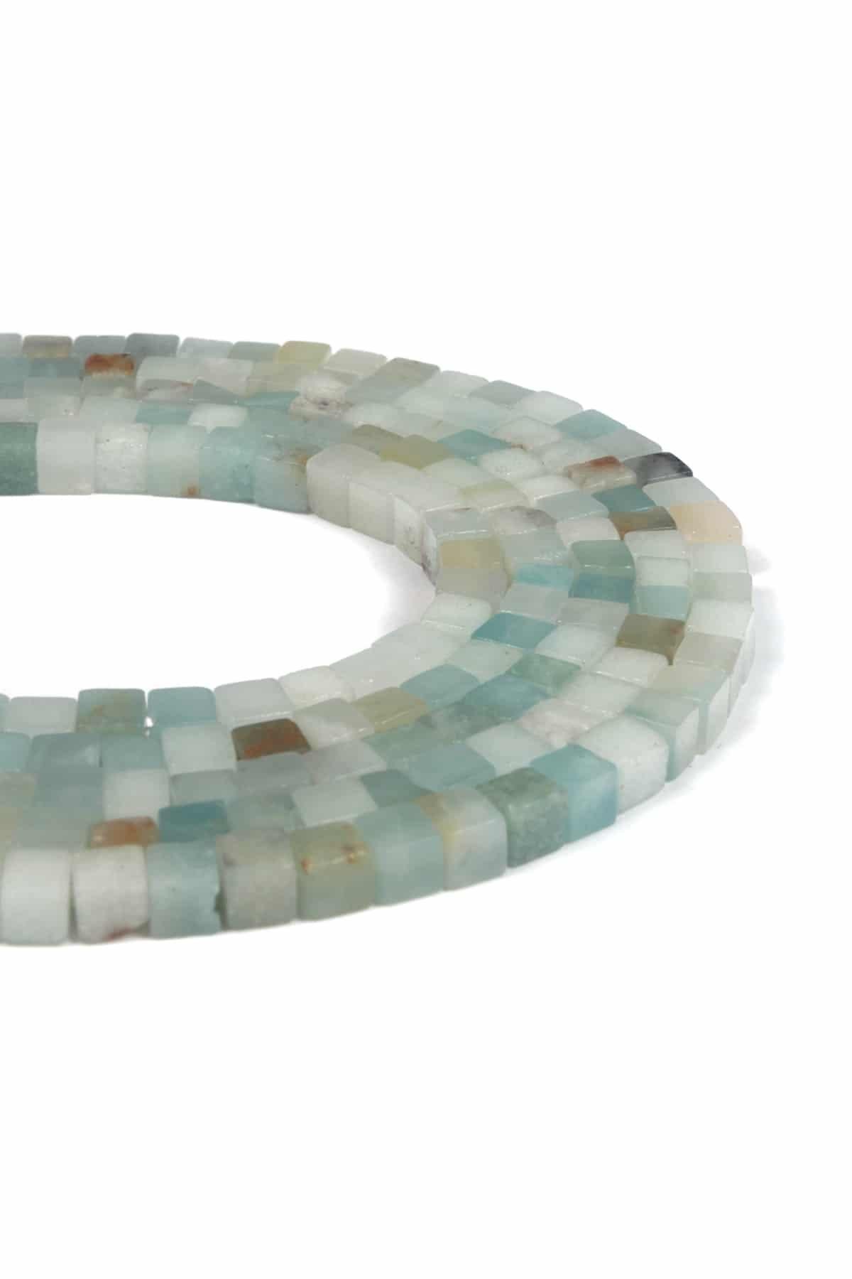 Amazonit Taşı Parlak Küp Kesim 4x4mm Dizi [AA]