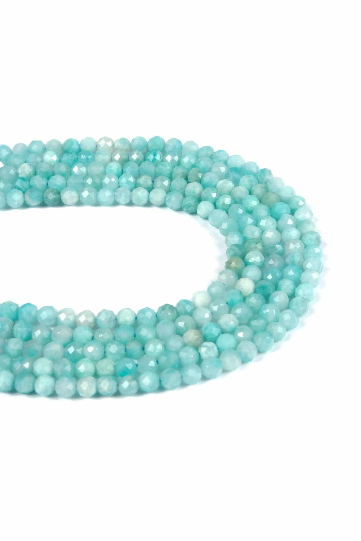 Amazonit Doğal Taş Parlak Küre Kristal Kesim 3mm Dizi [AA]