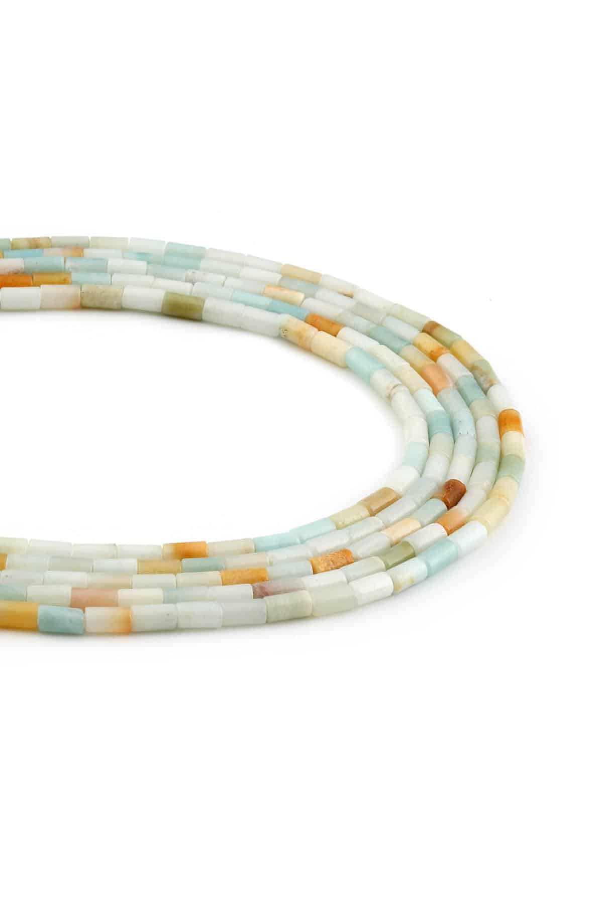 Amazonit Doğal Taş Parlak Silindir Kesim 3x6mm Dizi [AA]
