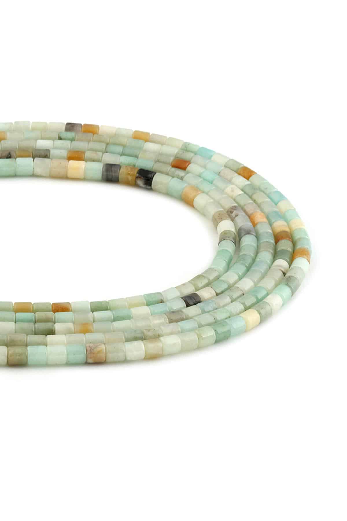 Amazonit Doğal Taş Parlak Silindir Kesim 4x4mm Dizi [AA]