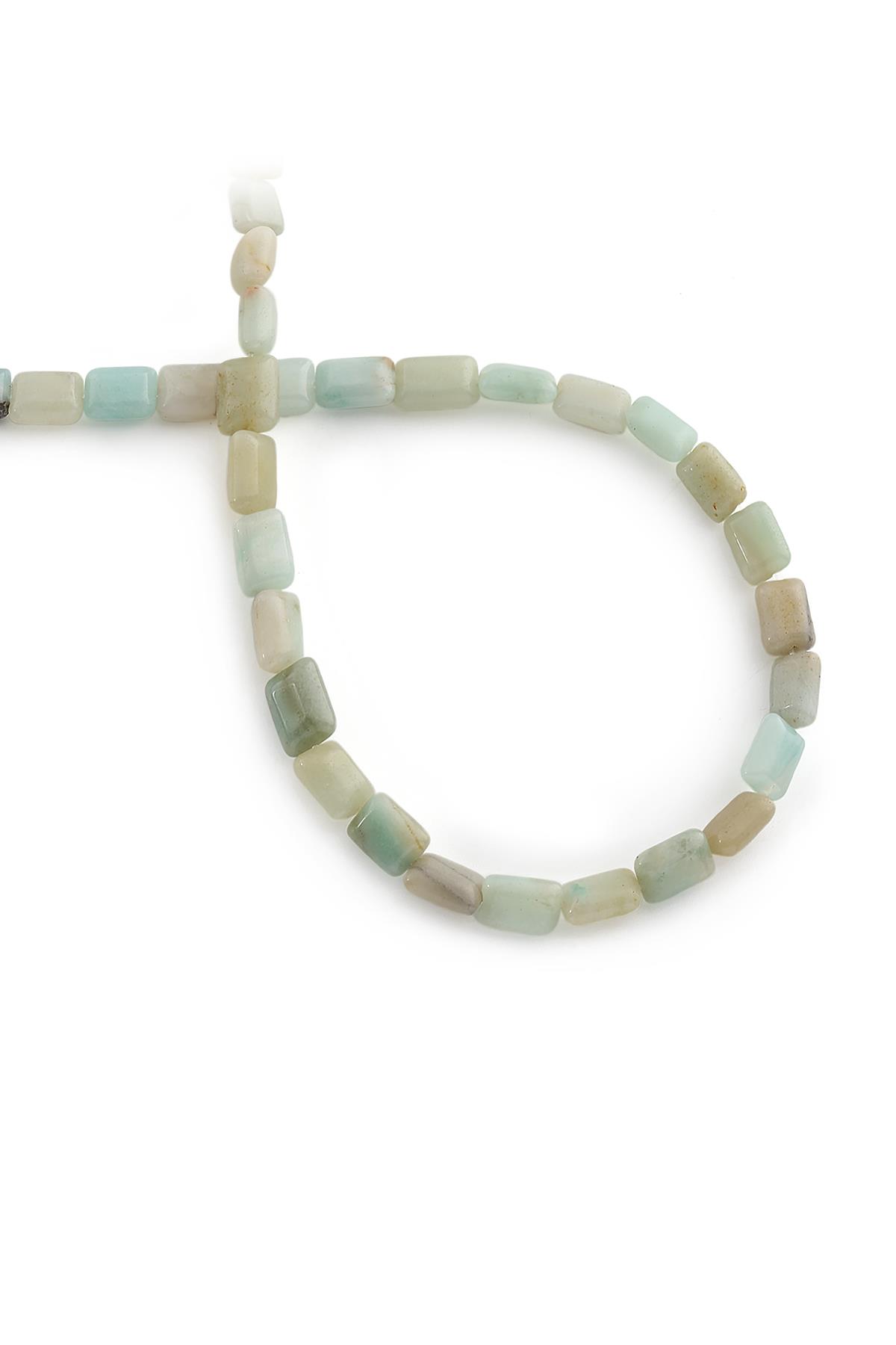 Amazonit Doğal Taş Parlak Açık Yeşil Yassı Dikdörtgen Kesim 6x8mm Dizi [AA]