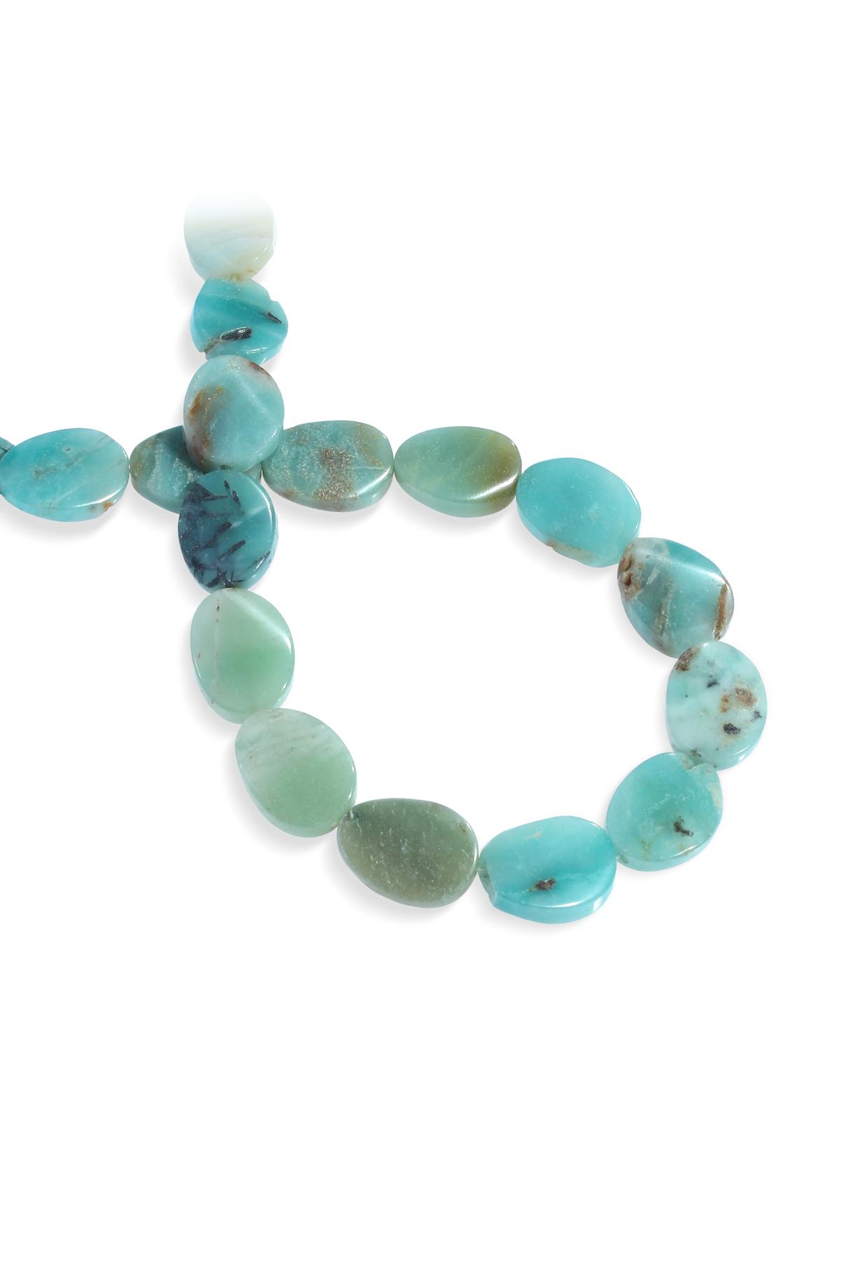 Amazonit Doğal Taş Yassı Oval Kesim Dizi [AA]