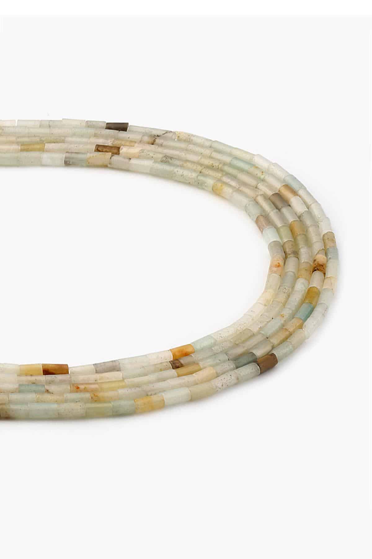 Amazonit Doğal Taş Parlak Silindir Kesim 2x4mm Dizi [AA]