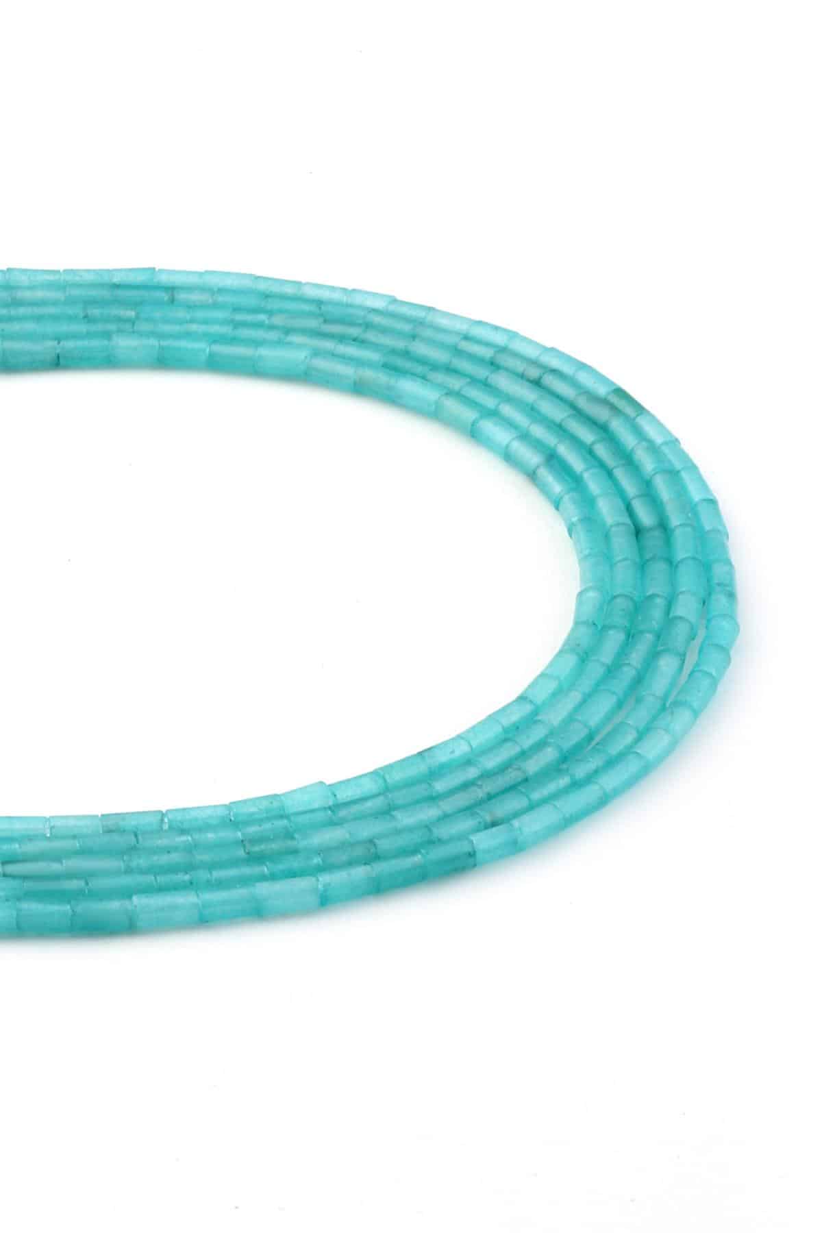 Amazonit Doğal Taş Parlak Silindir Kesim 2x4mm Dizi [AA]