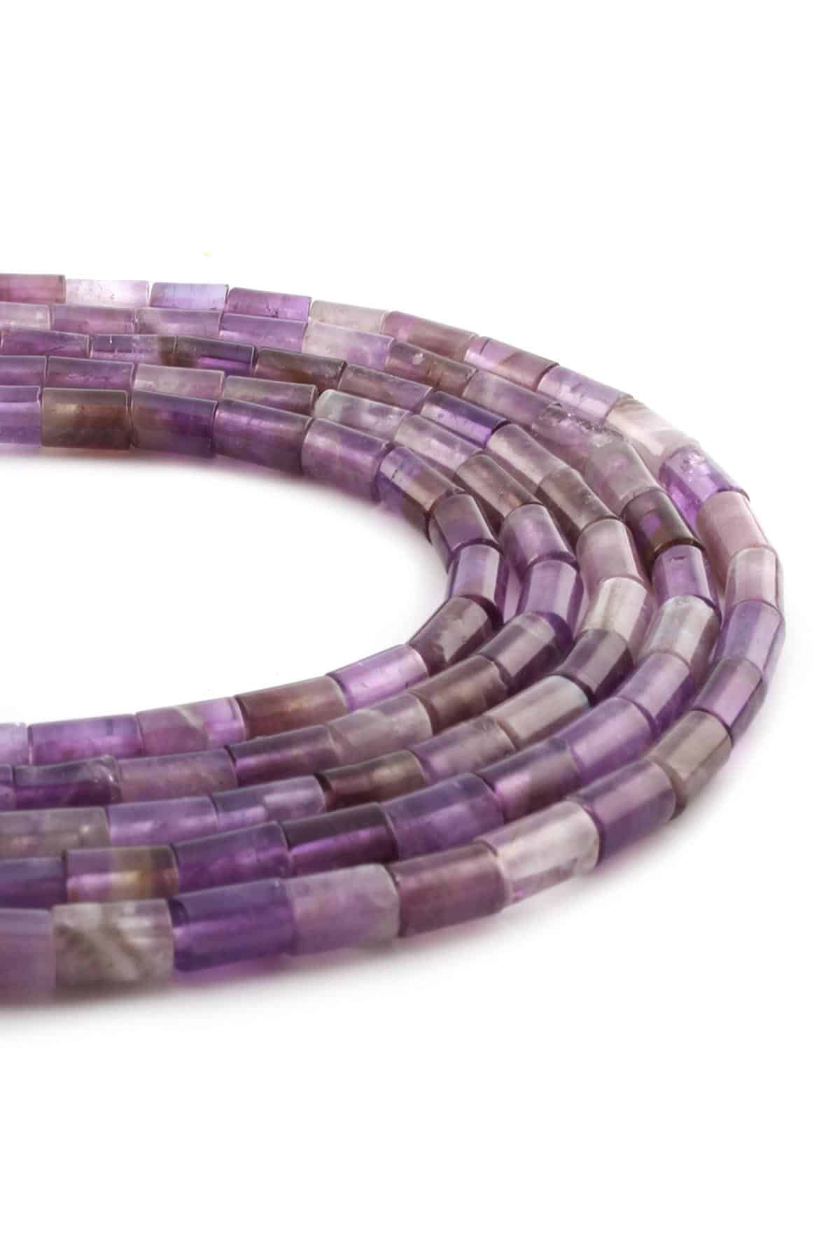 Ametist Doğal Taş Silindir Kesim 5x8mm Dizi
