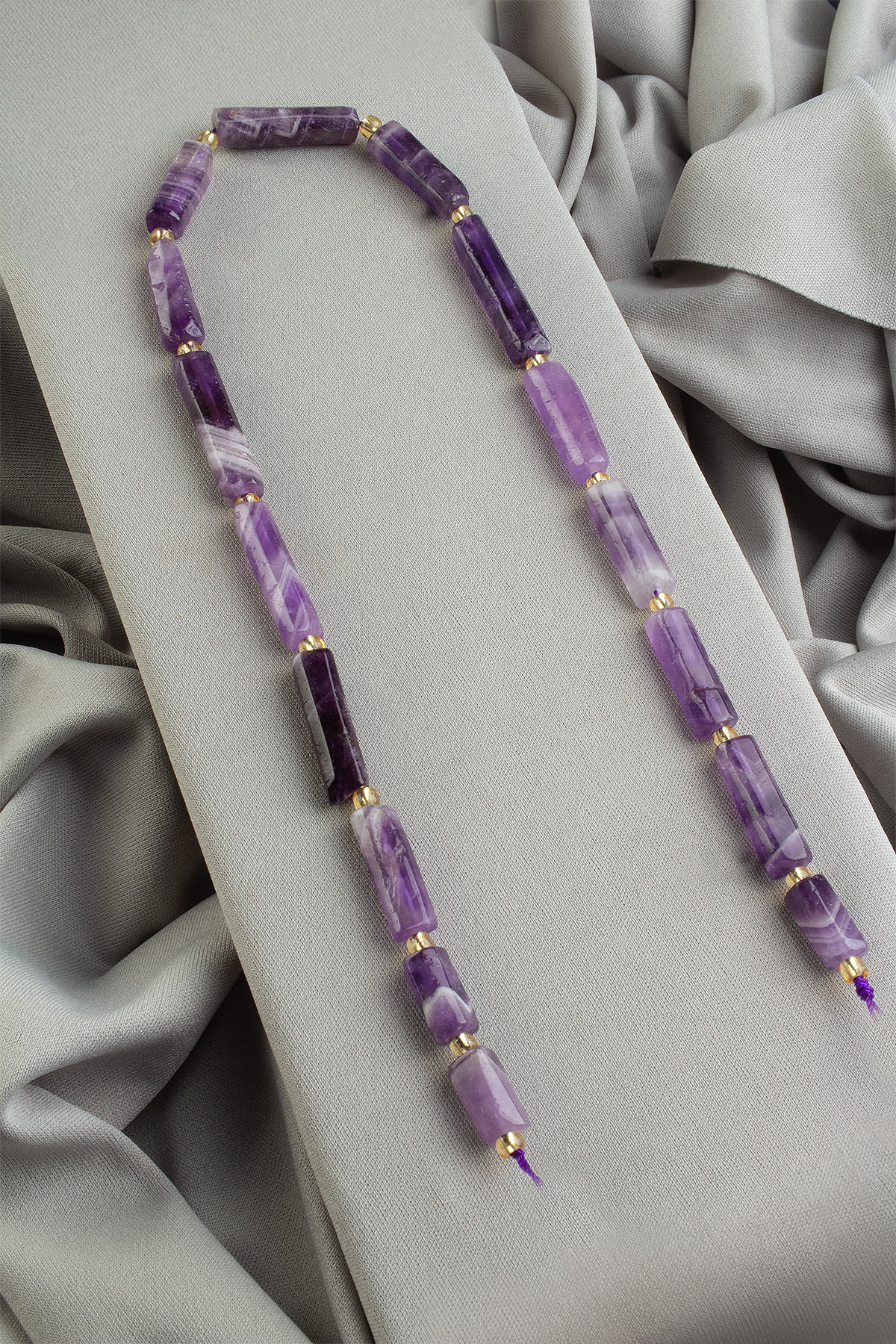 Ametist Doğal Taş Köşeli Silindir Kesim 7x27mm Dizi