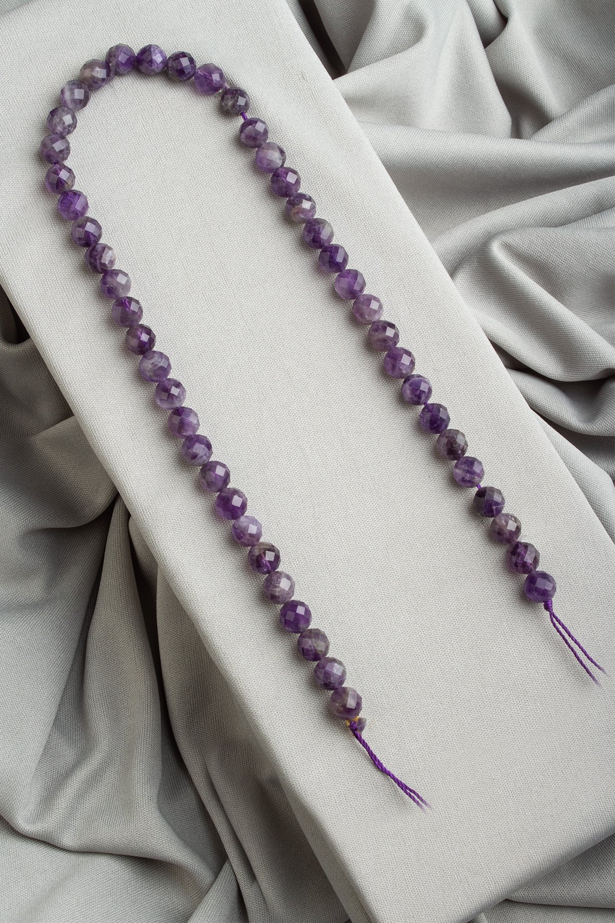 Ametist Doğal Taş Parlak Mor Küre Faset Kesim 8mm Dizi [AA]