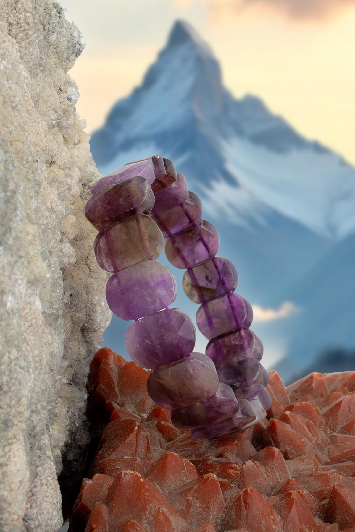 Ametist Doğal Taş Parlak Oval Faset Kesim 11x15mm Bileklik