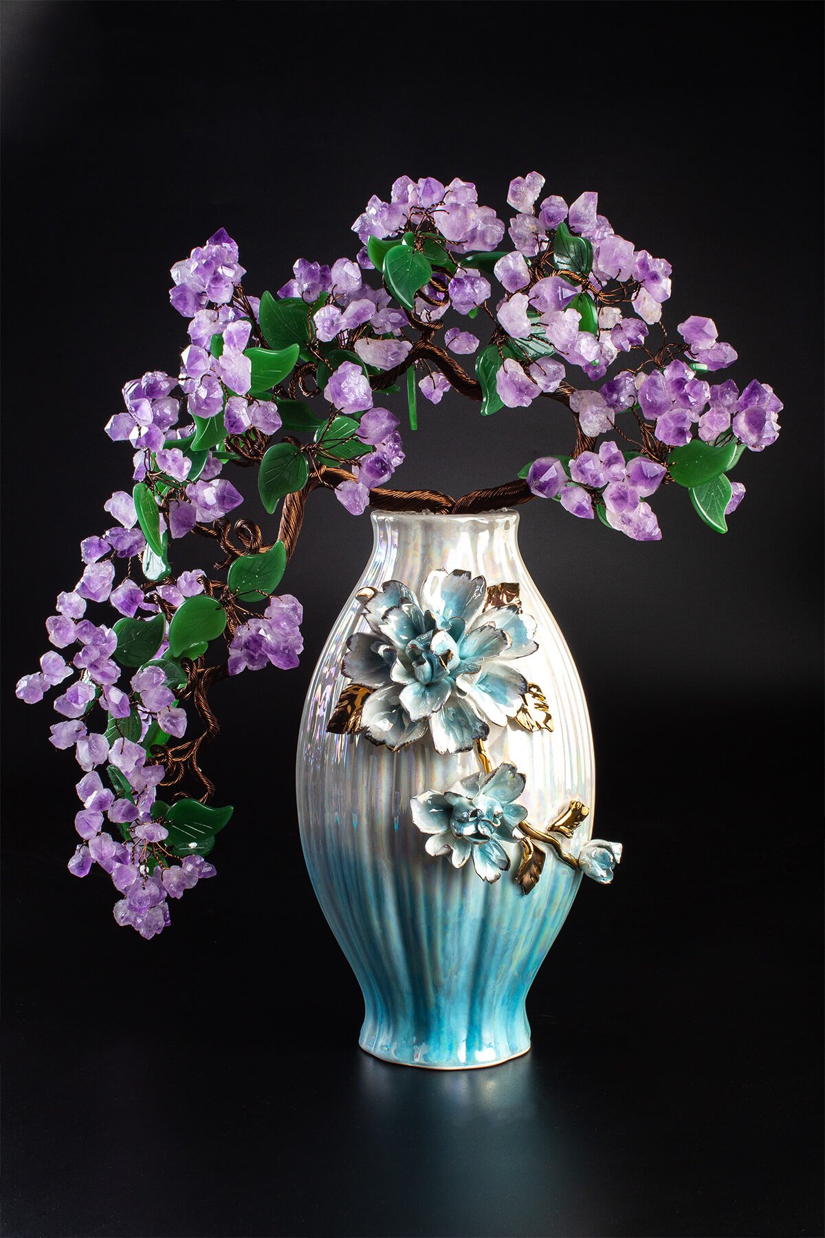 Ametist Taşı El Yapımı Doğal Taş 45x16x16cm Dekoratif Ağaç