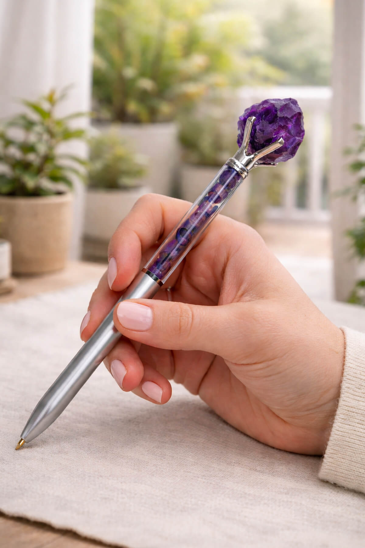 Ametist Taşı Ham Kütle Doğal Taş Tükenmez Kalem