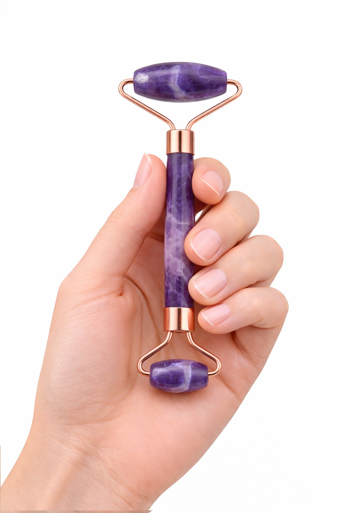 Ametist Taşı Roz Face Roller Çift Taraflı Masaj Aleti