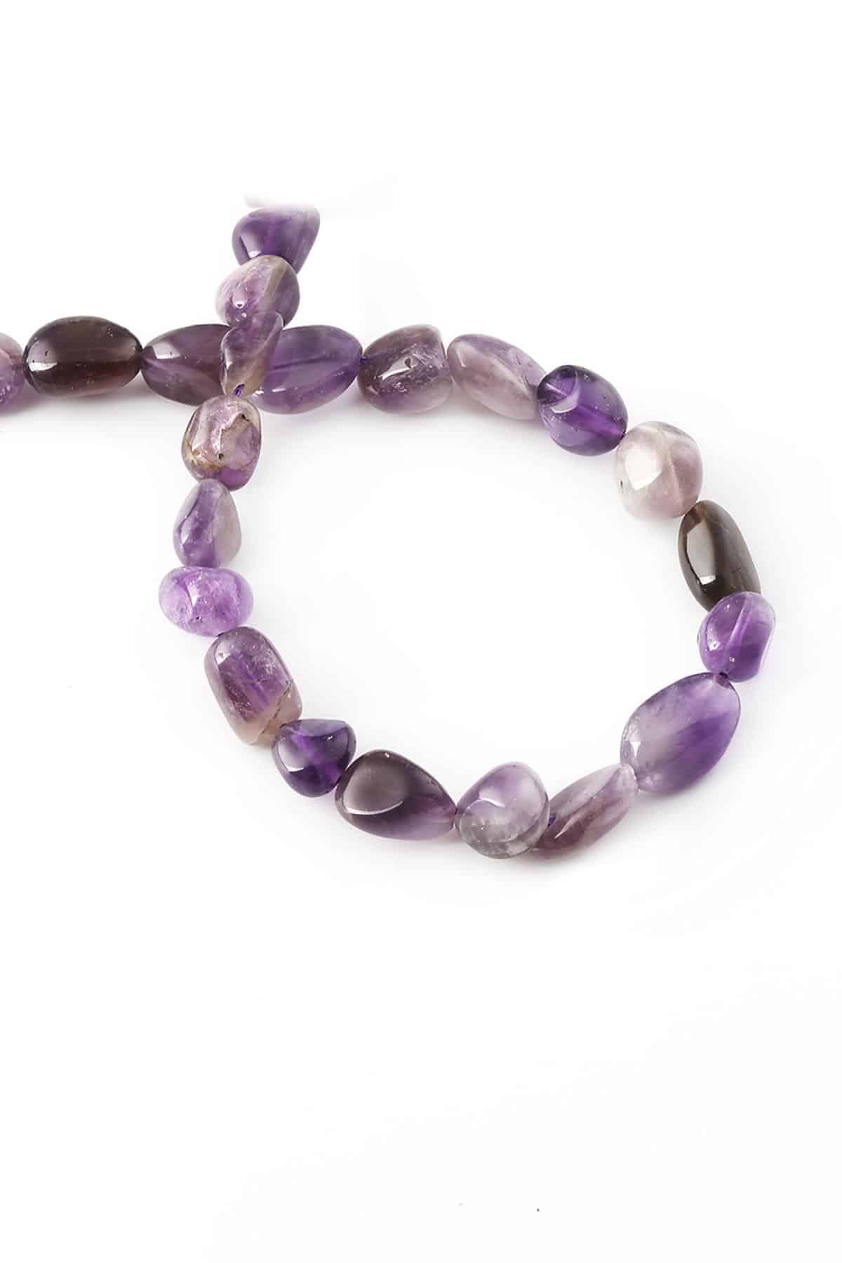 Amethyst Natural Stone Shiny Tumbler Cut 7x10mm String Of Beads