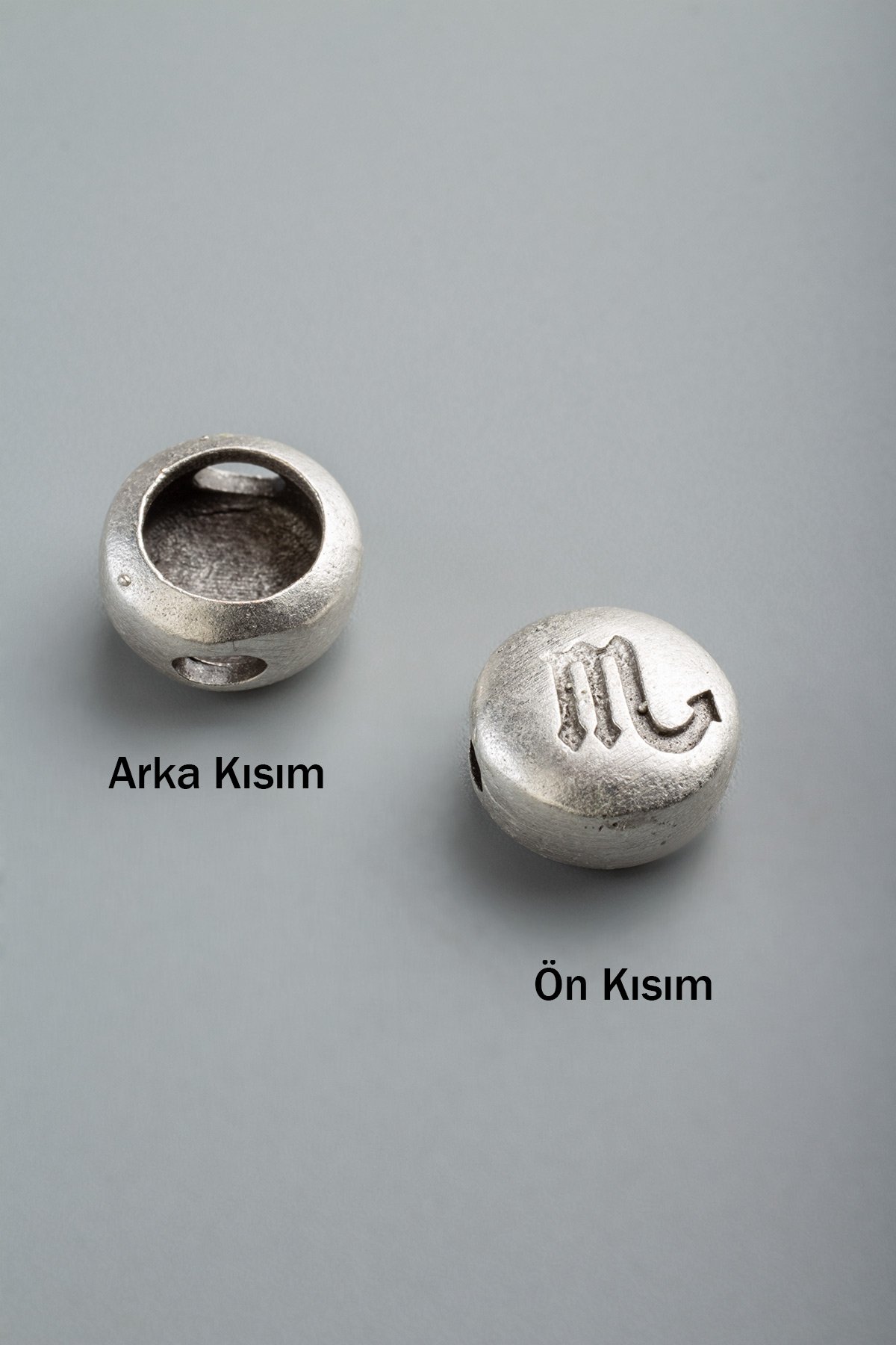Antik Gümüş Yuvarlak Akrep Burç Tek Delik 11x5mm Takı Aparatı - 5 Adet