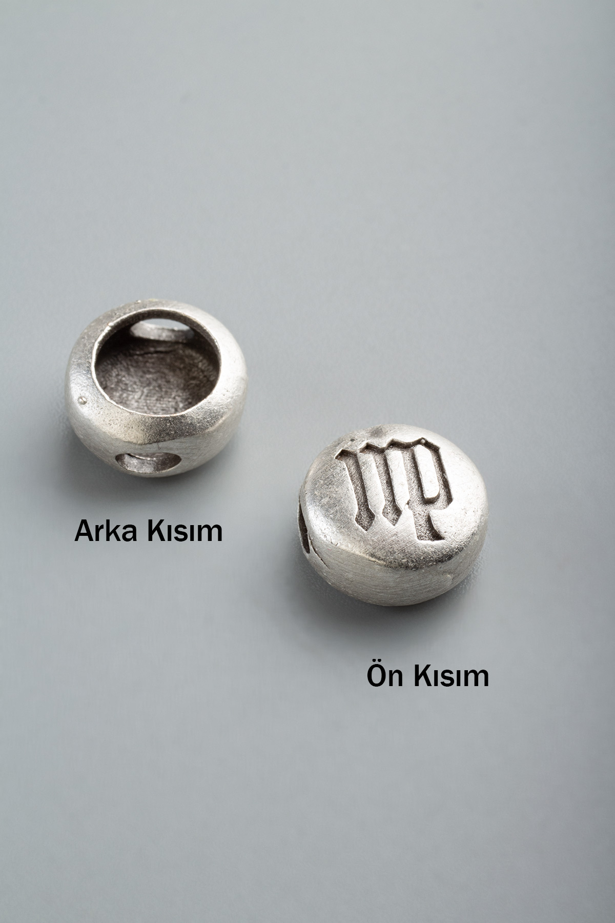 Antik Gümüş Yuvarlak Başak Burç Tek Delik 11x5mm Takı Aparatı