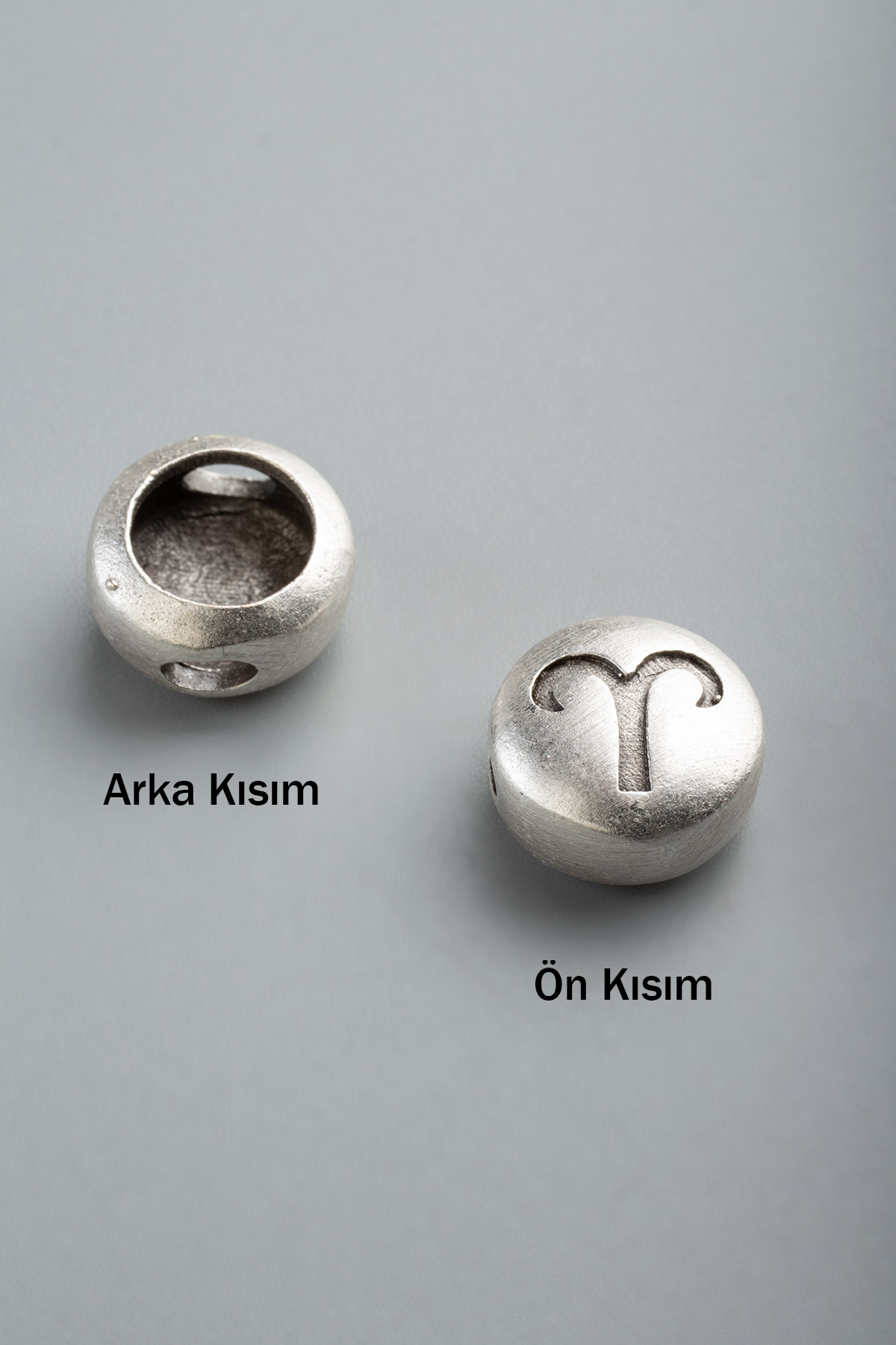 Antik Gümüş Yuvarlak Koç Burç Tek Delik 11x5mm Takı Aparatı