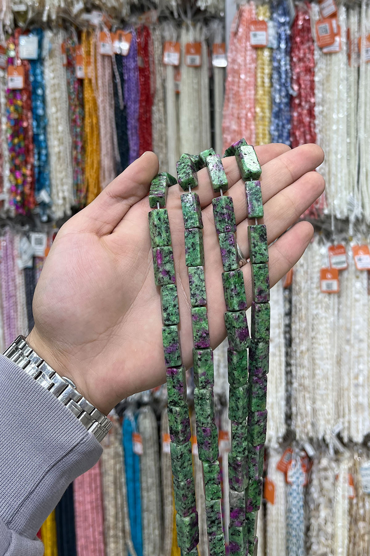 Anyolit Doğal Taş Dikdörtgen Kesim 8x20mm Dizi