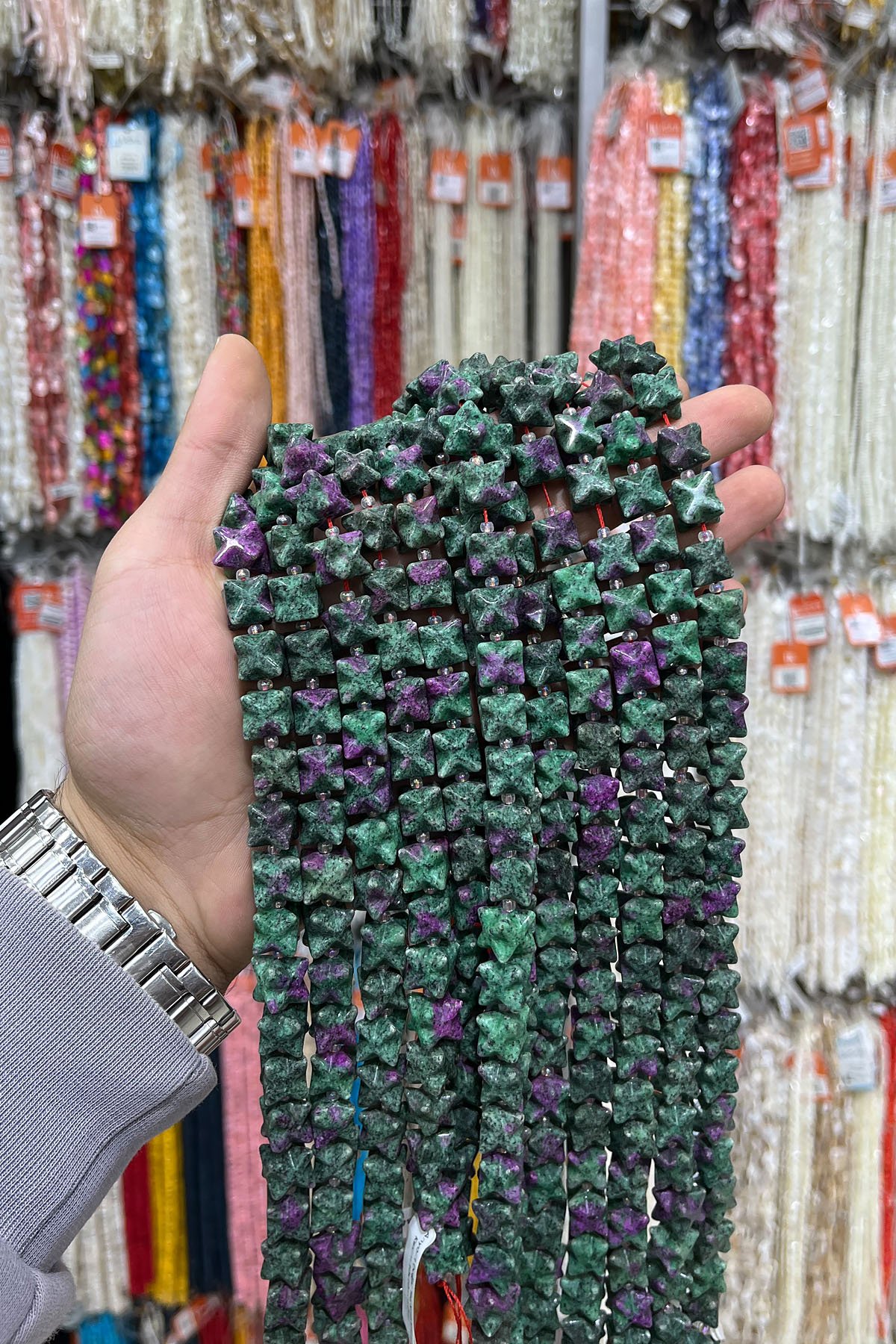 Anyolit Doğal Taş Küp Yıldız Kesim 10x10mm Dizi