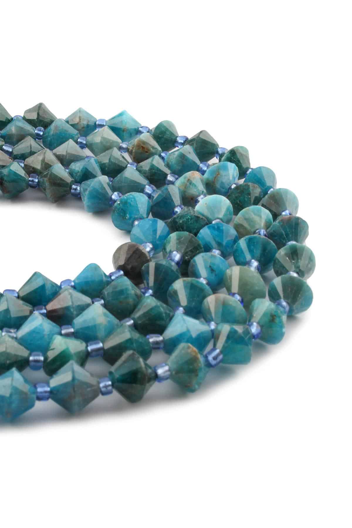 Apatit Doğal Taş Parlak Piramit Kesim 8mm Dizi [AA]