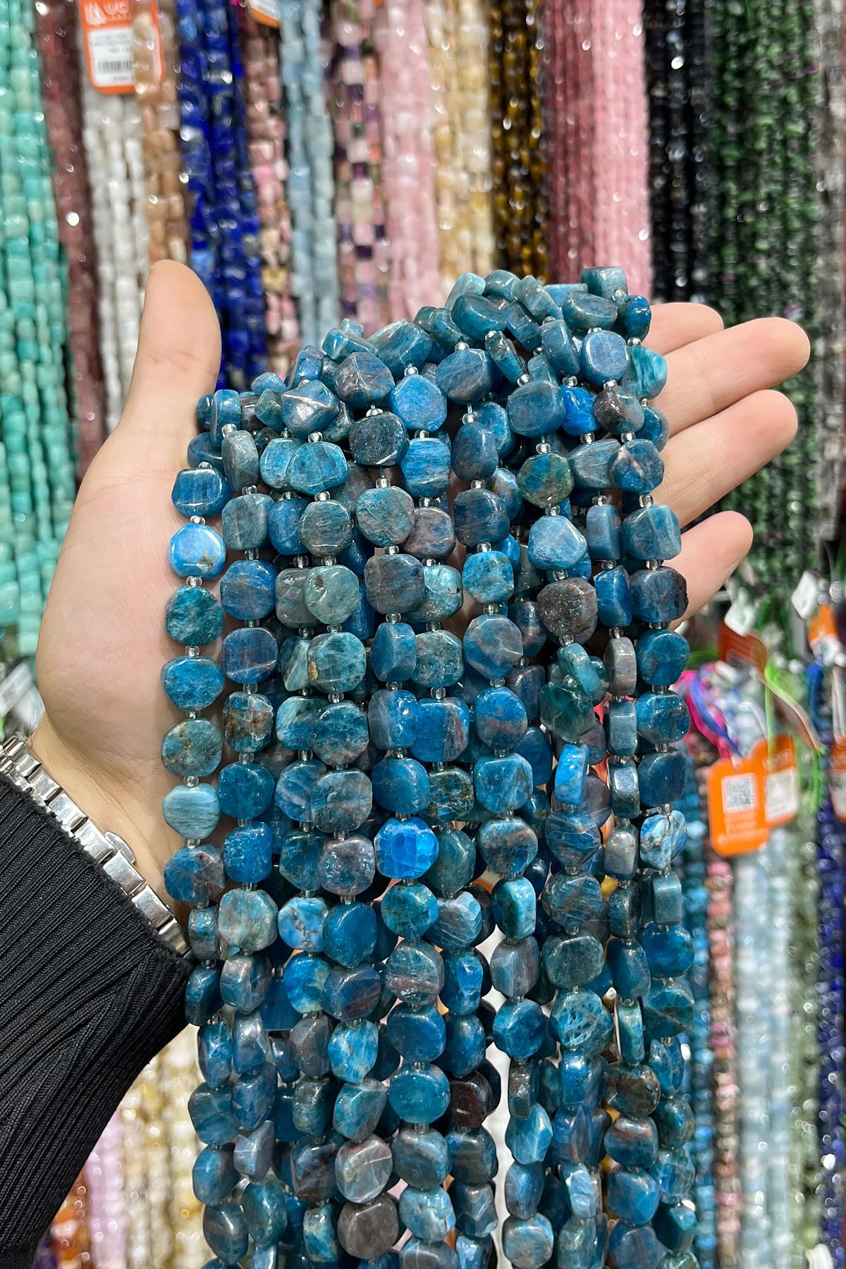 Apatit Doğal Taş Sekizgen Kesim 12mm Dizi