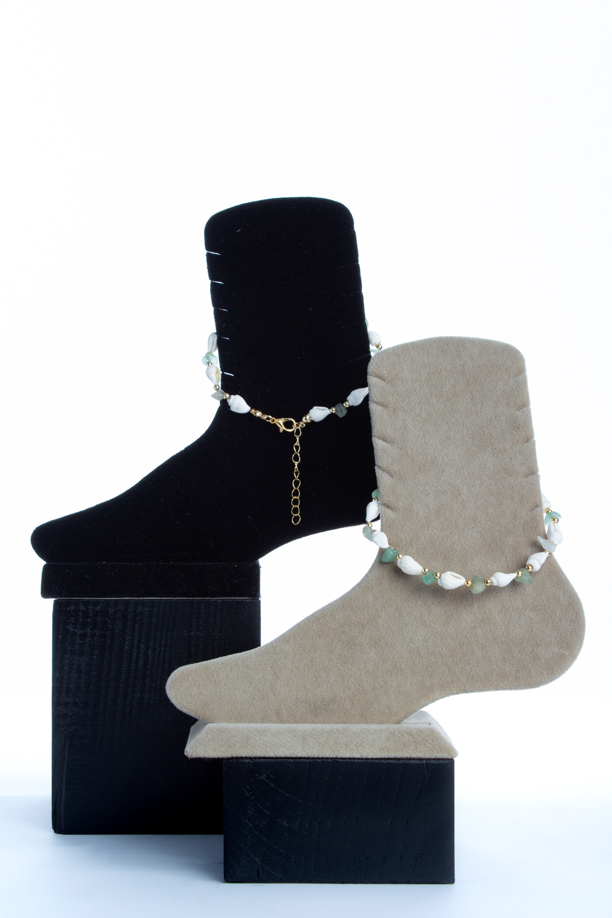 Aventurin Doğal Kırık Taş Deniz Kabuğu Zincir Kapamalı Halhal