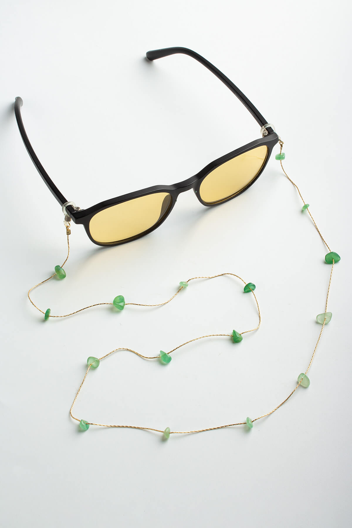 Aventurin Doğal Kırık Taş Zincirli Gözlük İpi