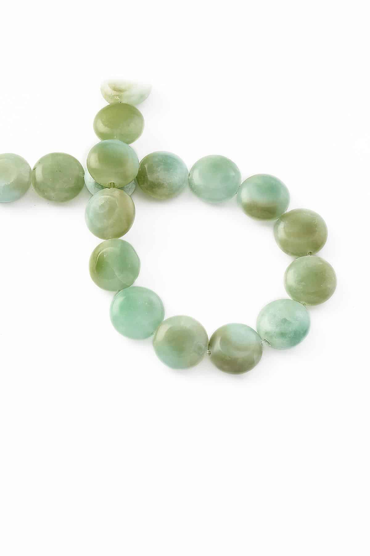 Aventurin Doğal Taş Parlak Su Yeşili Daire Kesim 14mm Dizi [AA]