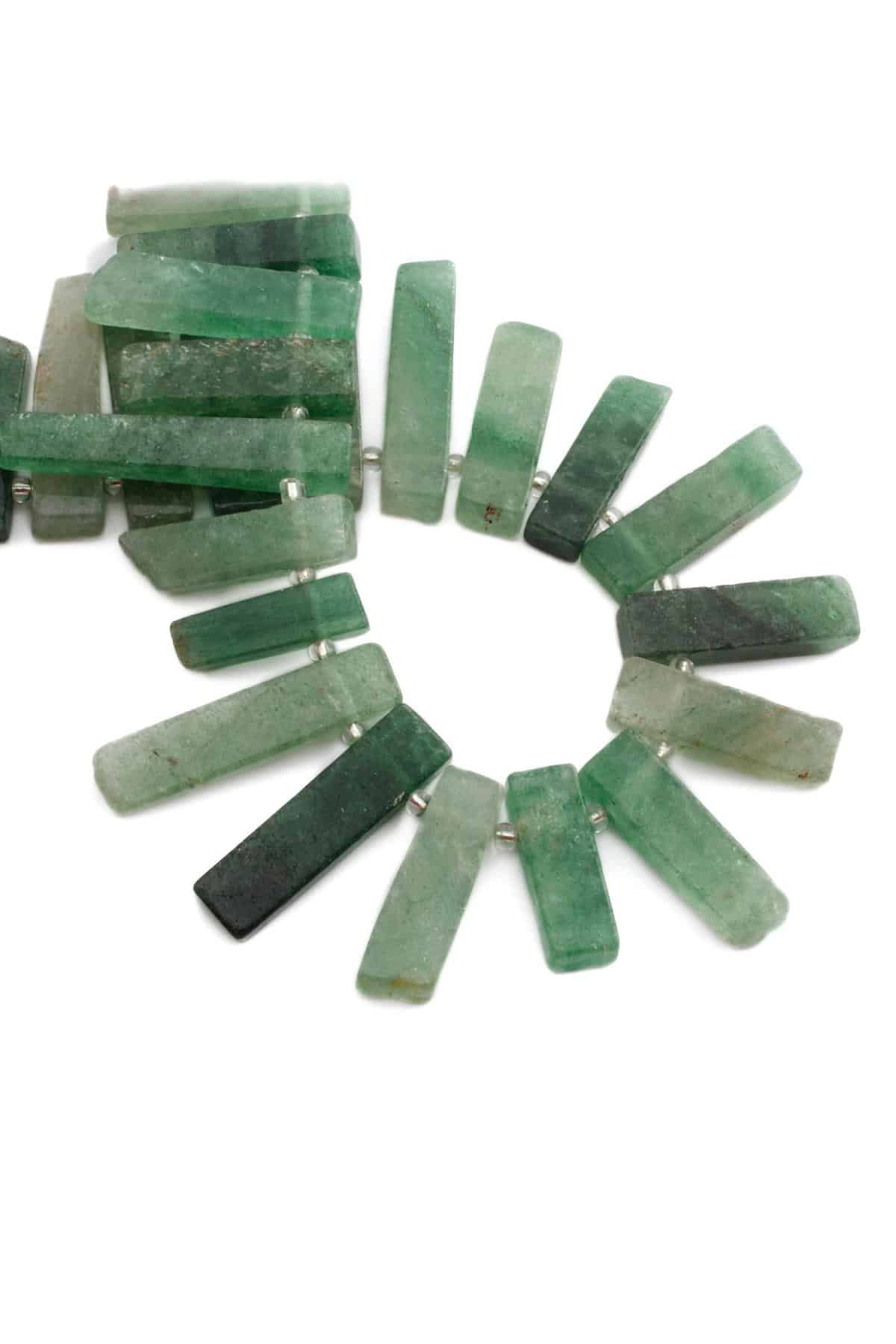 Yeşil Florit Doğal Taş Parlak Yeşil Dikdörtgen Kesim 10x40mm Dizi [AA]