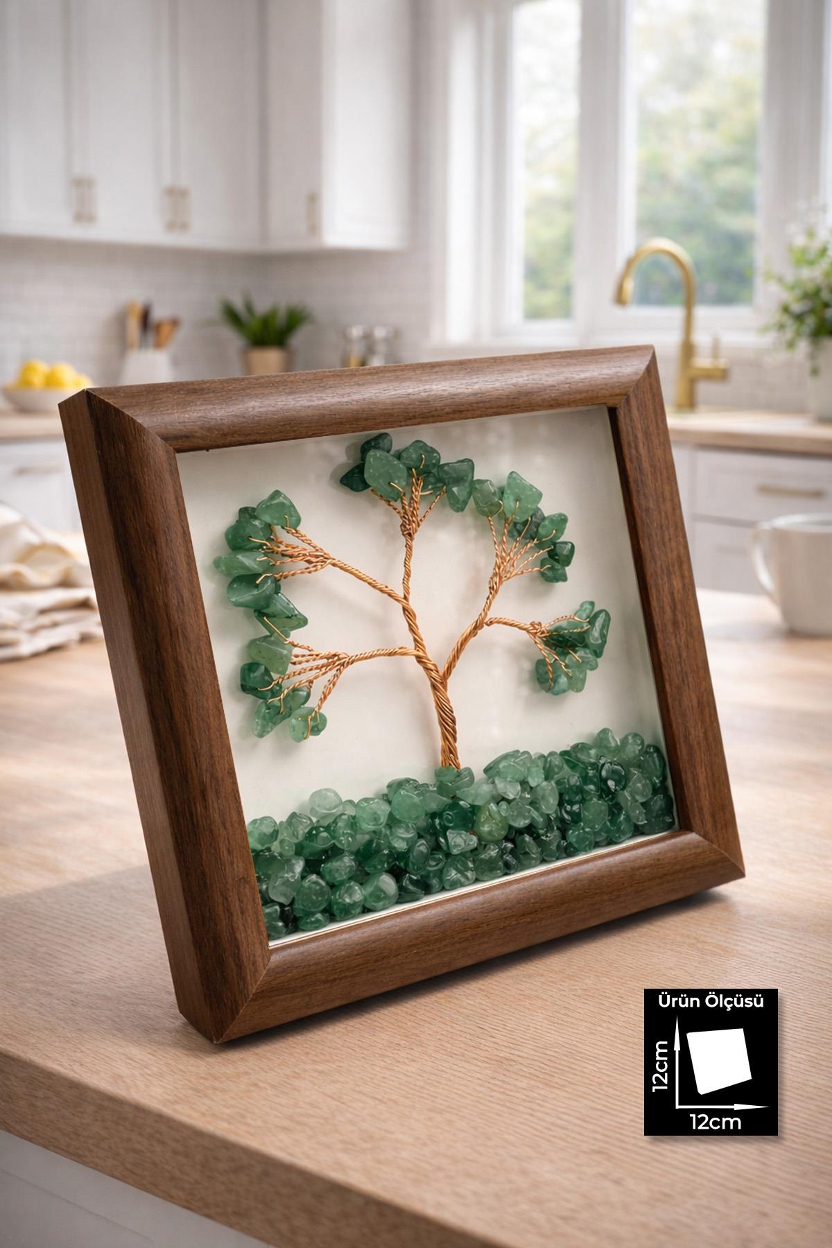 Aventurin Taşı Hayat Ağacı Tablosu 12x12mm