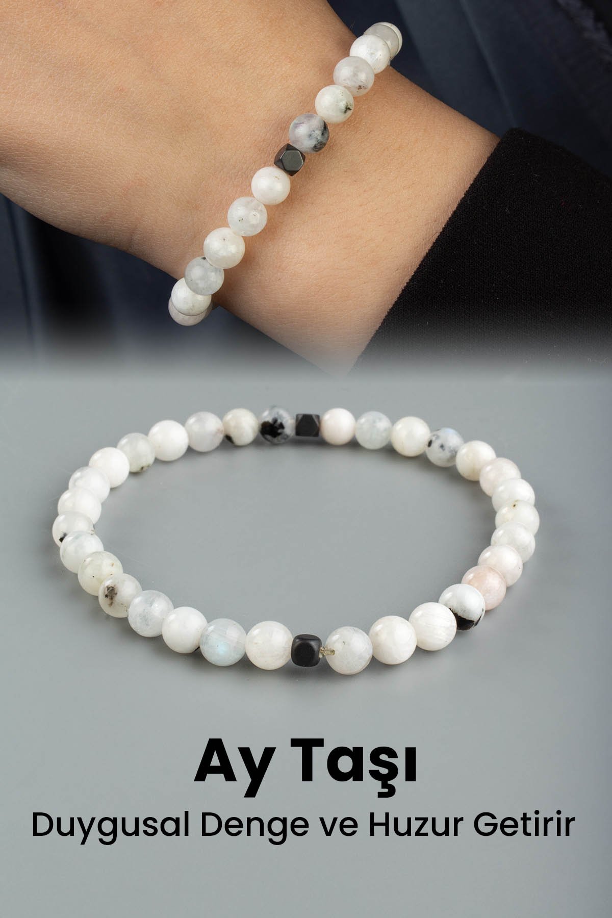 Ay Taşı Doğal Taş Küre Kesim 6mm Bileklik