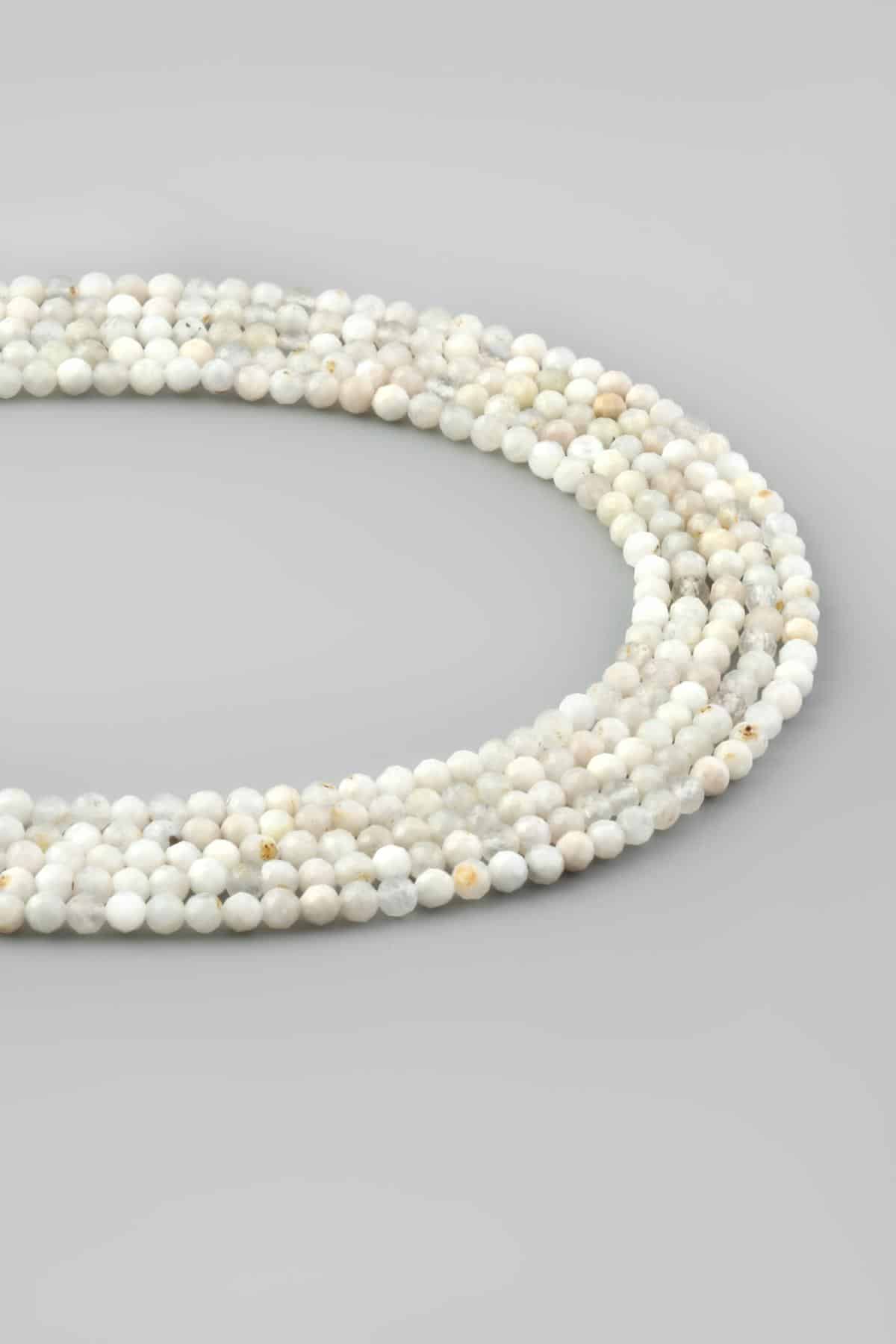 Moon Stone Natural Stone Globe Globe Crystal Cut 4mm String Of Beads