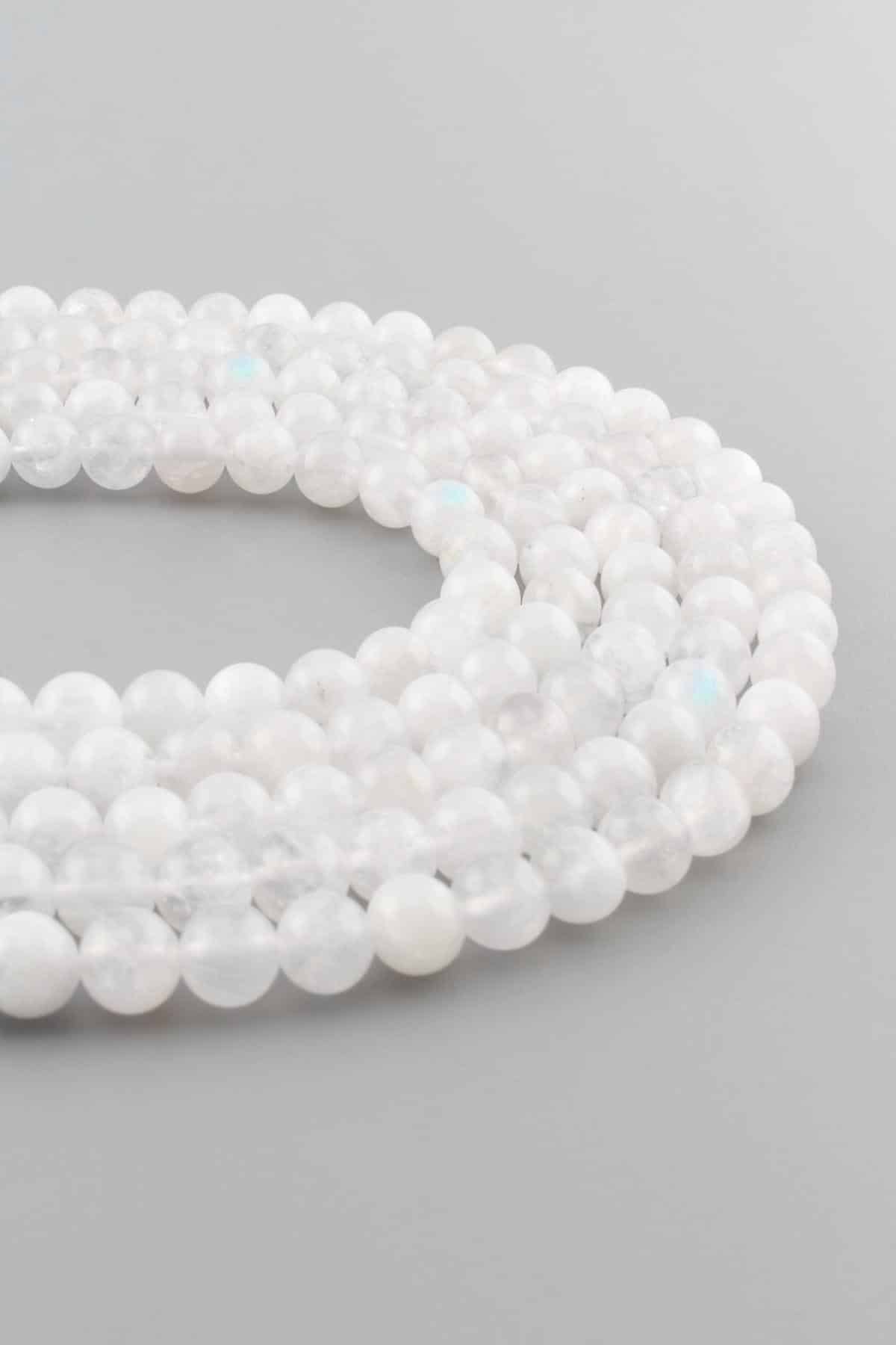 Ay Taşı Taşı Parlak Beyaz Küre Kesim 6mm Dizi [AA]