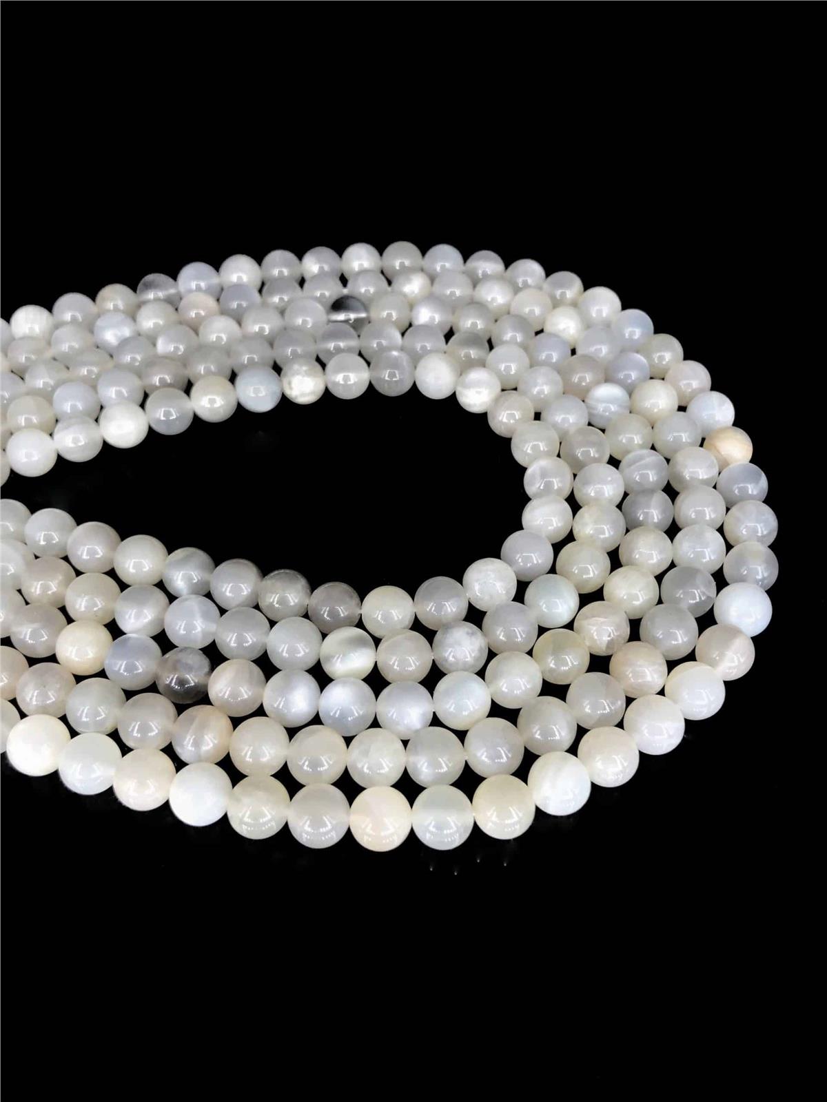 Moon Stone Natural Stone Shiny White Globe Cut 6mm String Of Beads