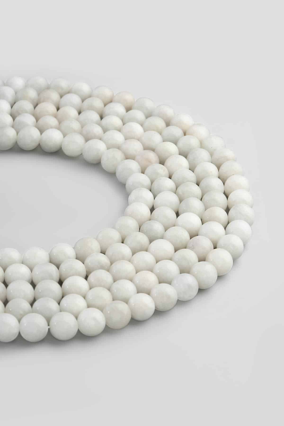 Moon Stone Natural Stone Shiny White Globe Cut 8mm String Of Beads [AB]