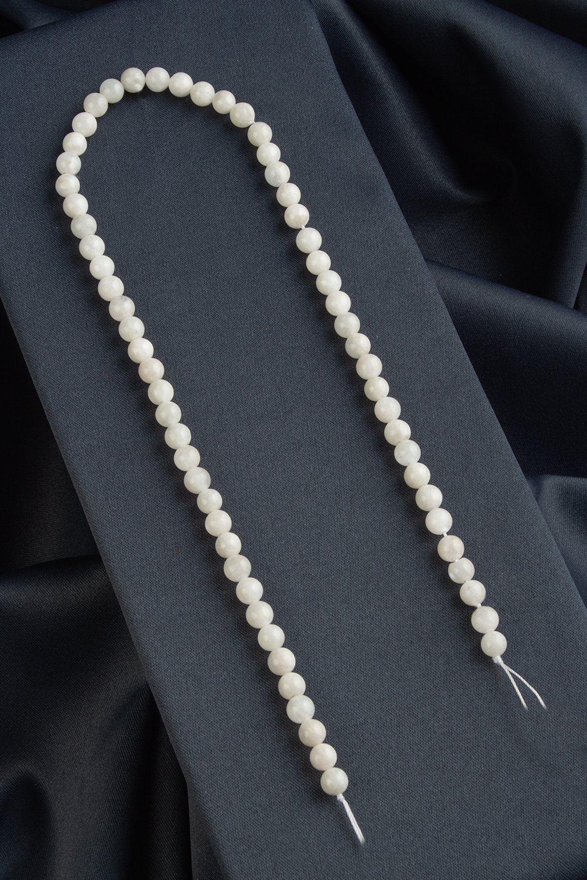 Ay Taşı Doğal Taş Parlak Beyaz Küre Kesim 6mm Dizi [AA]