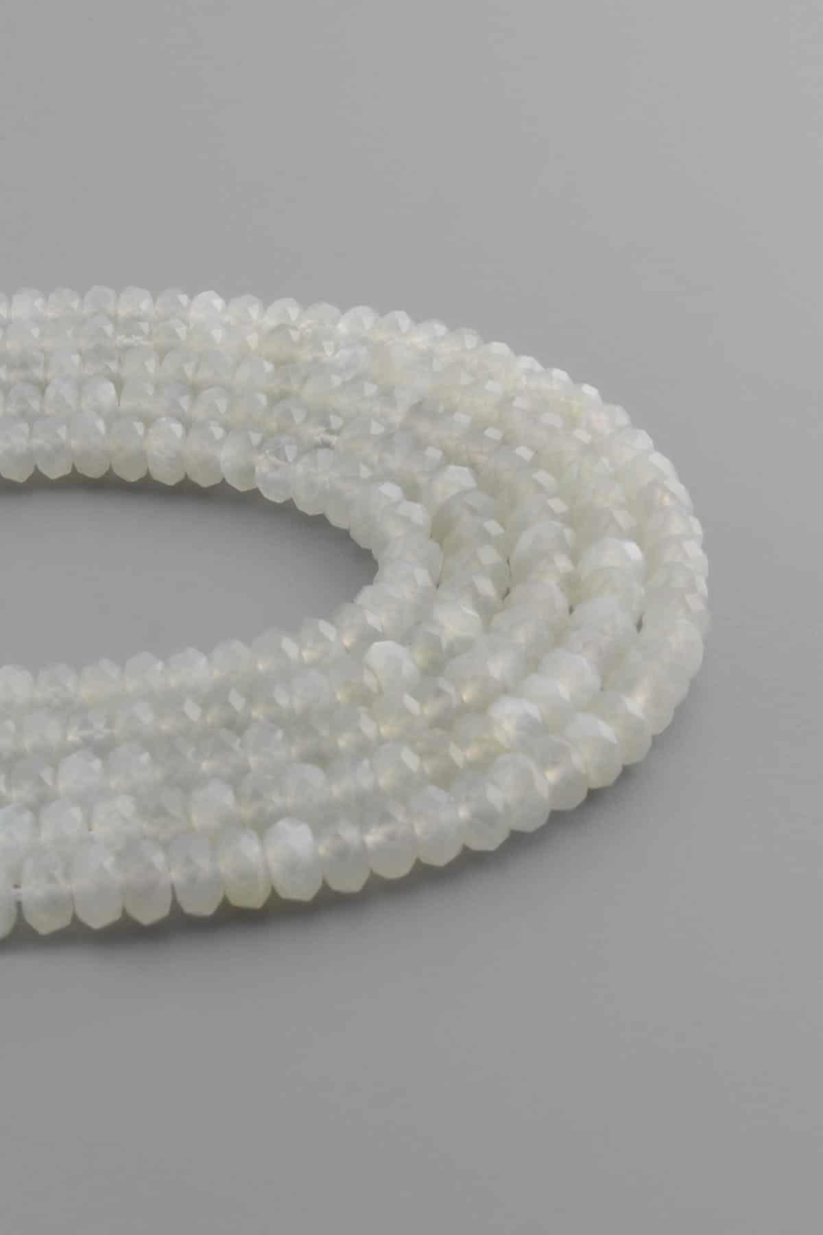 Ay Taşı Doğal Taş Parlak Beyaz Rondela Kristal Kesim 6x4mm Dizi