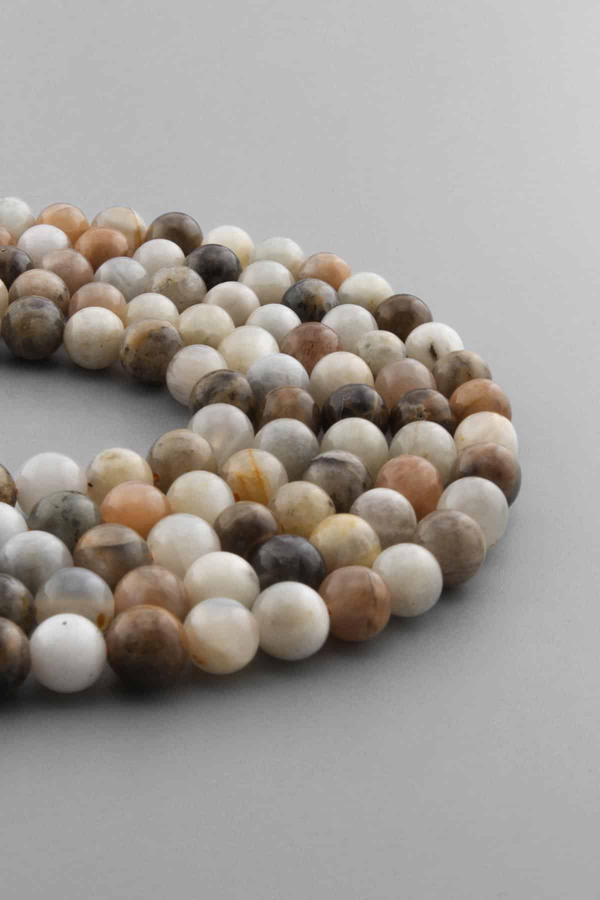 Moon Stone Natural Stone Shiny Mix Globe Cut 8mm String Of Beads