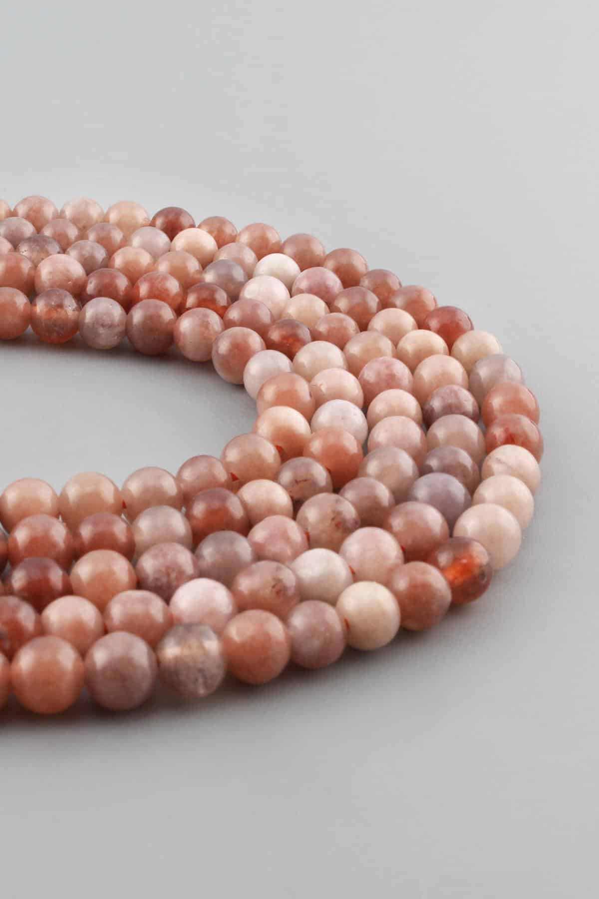 Moon Stone Natural Stone Shiny Mix Globe Cut 6mm String Of Beads