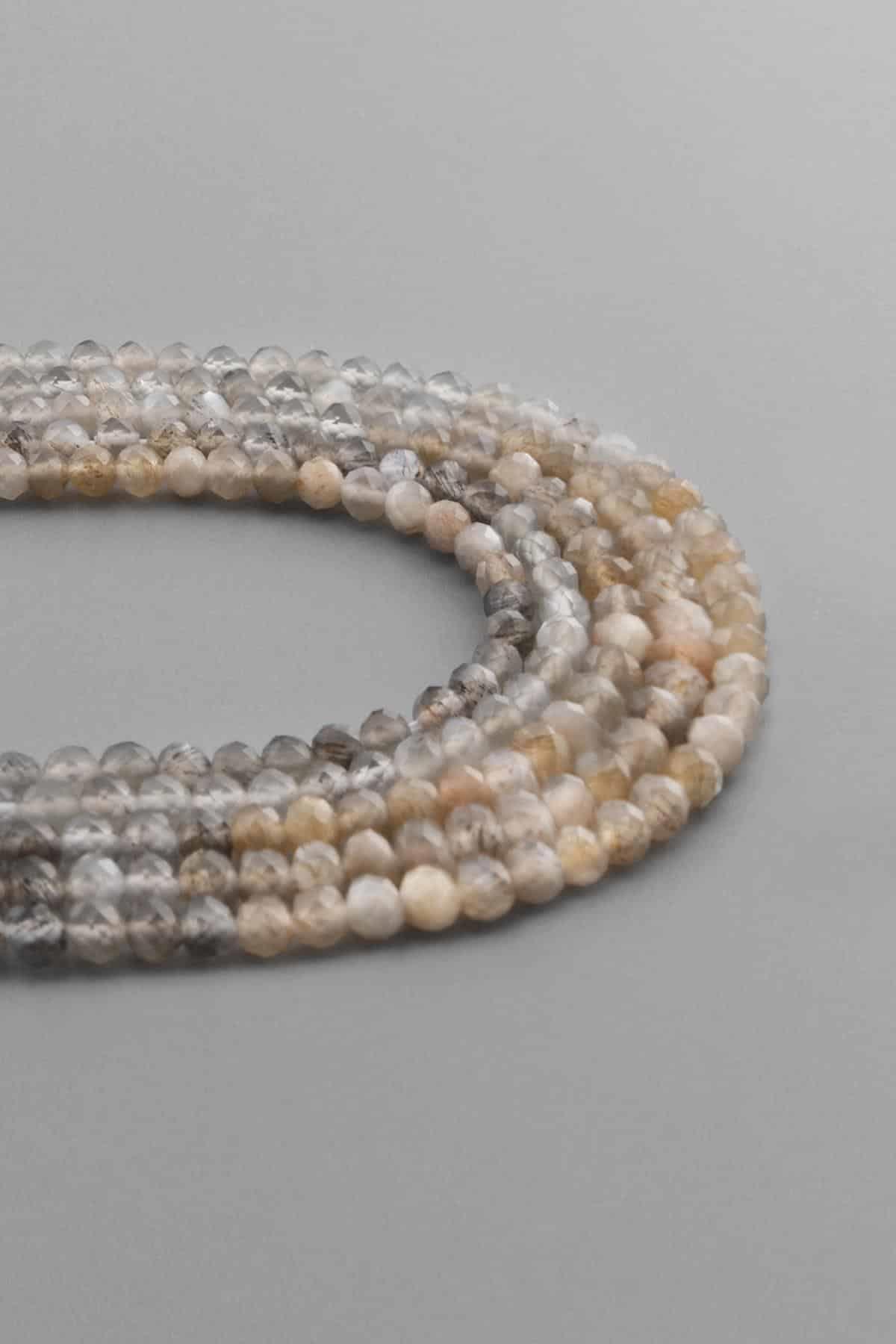 Moon Stone Natural Stone Shiny Mix Globe Crystal Cut 4mm String Of Beads
