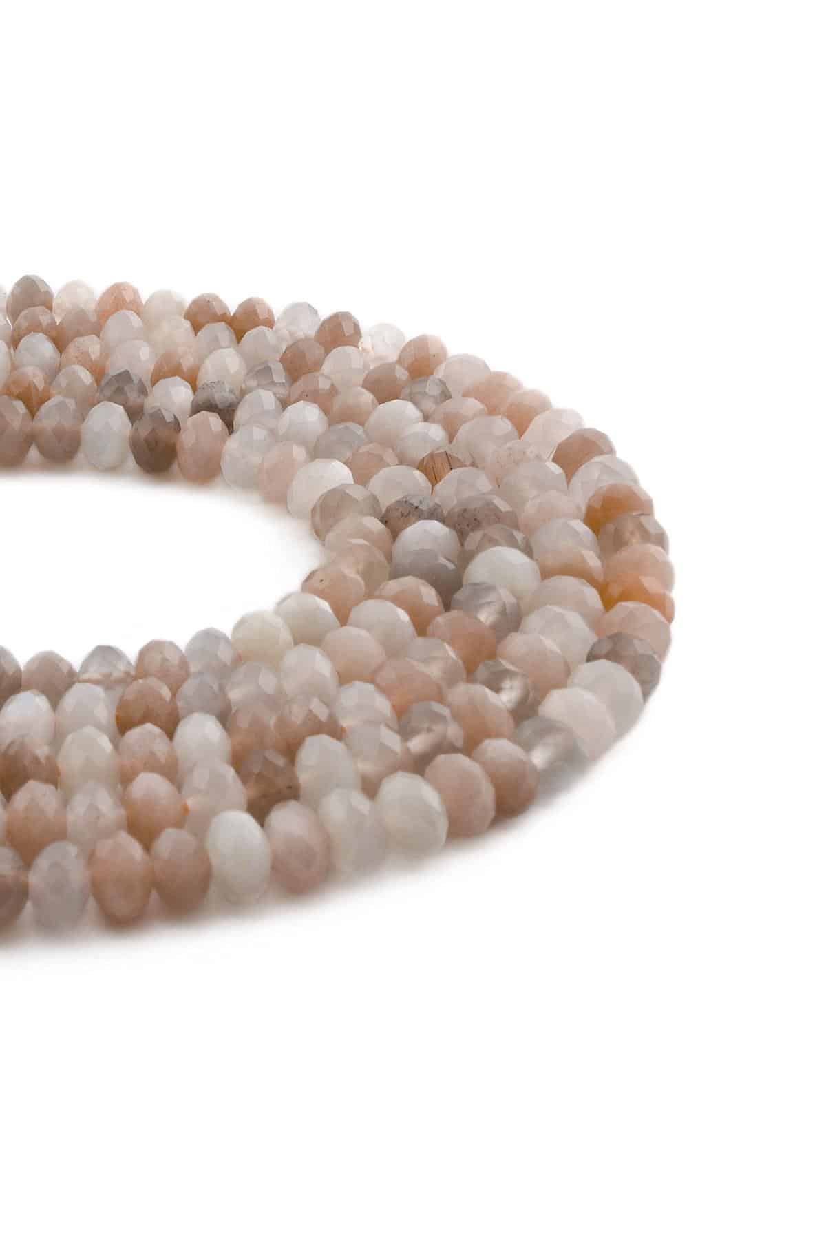 Ay Taşı Doğal Taş Parlak Karışık Rondela Kristal Kesim 6x4mm Dizi