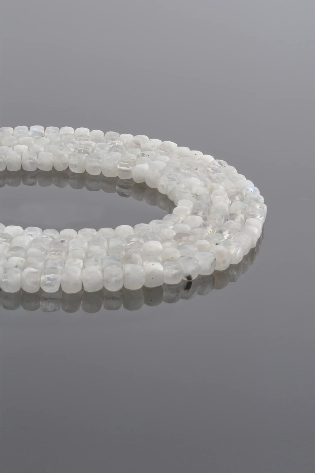 Moon Stone Natural Stone Shiny Cube Cut 4x4mm String Of Beads