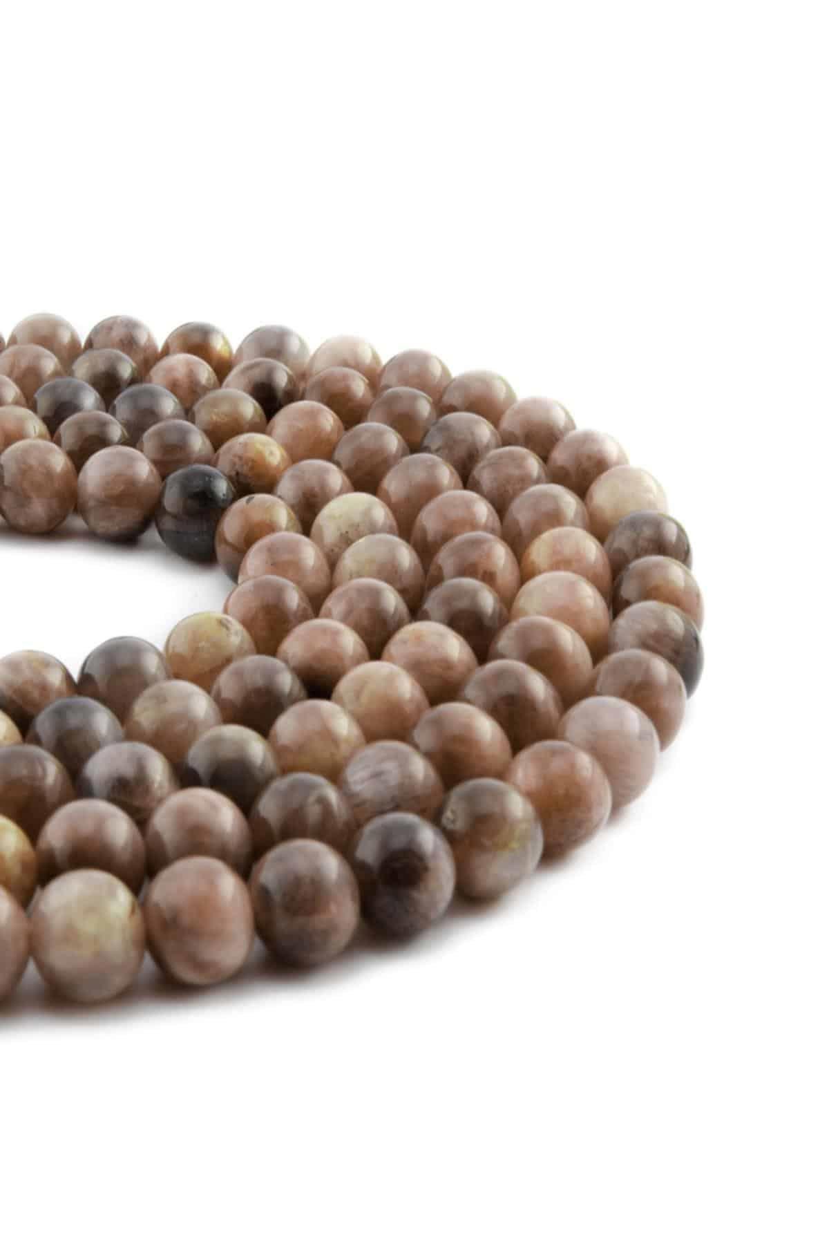 Moon Stone Natural Stone Shiny Black Globe Cut 8mm String Of Beads
