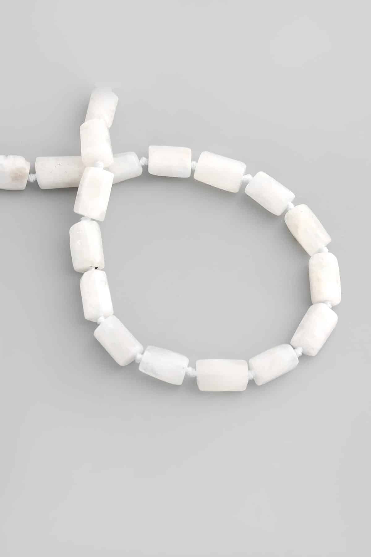 Ay Taşı Doğal Taş Parlak Silindir Kesim 8x12mm Dizi [AA]