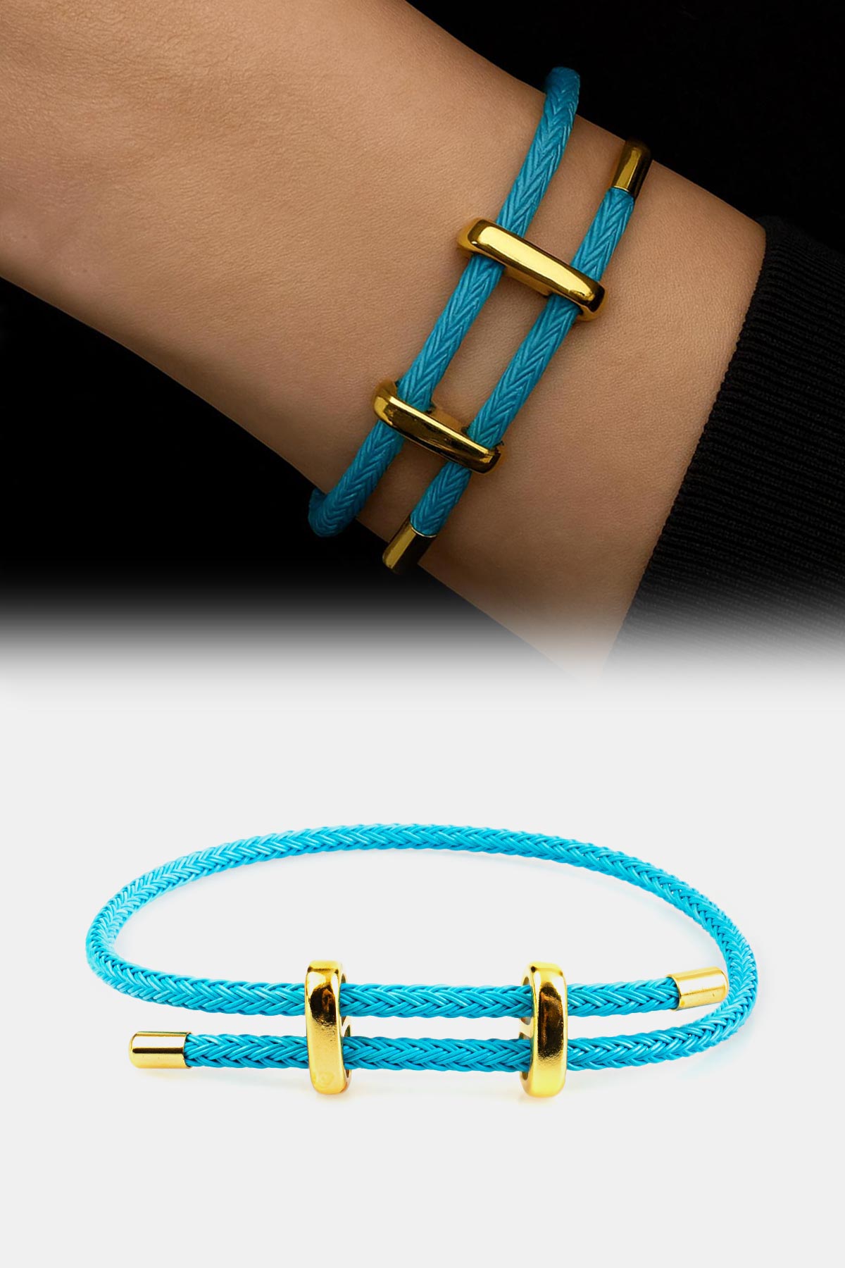 Ayarlanabilir Koyu Mavi Örme Çelik Bileklik