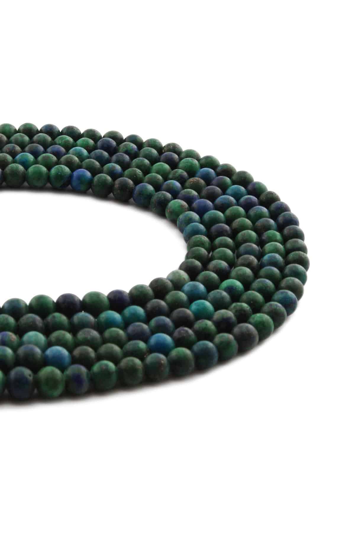 Azurite Natural Stone Shiny Globe Cut 4mm String Of Beads