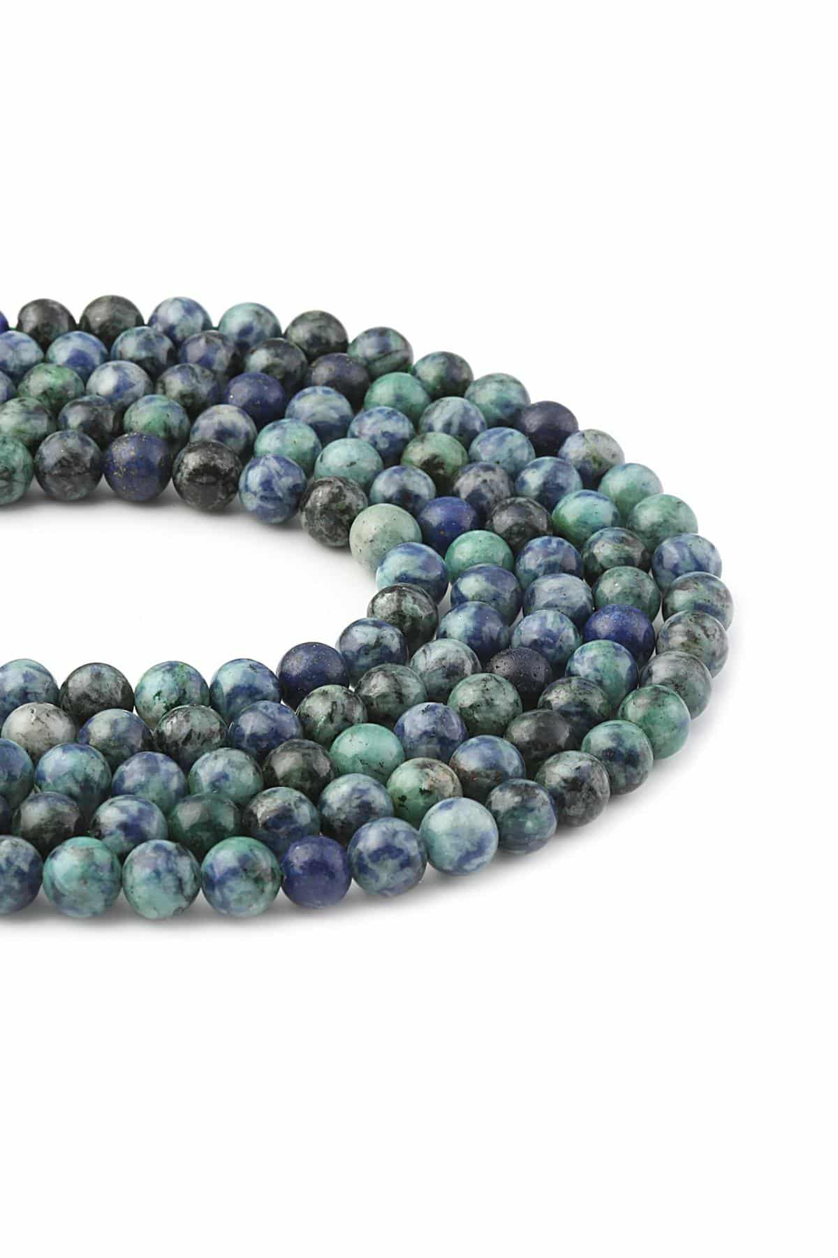Azurit Doğal Taş Parlak Küre Kesim 8mm Dizi [AB+]