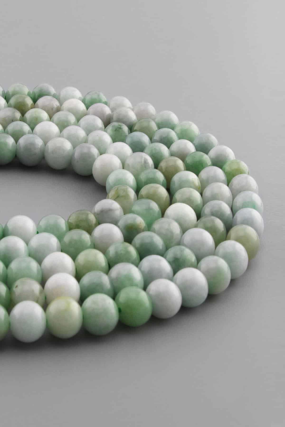 Burma Jade Natural Stone Shiny Globe Cut 8mm String Of Beads