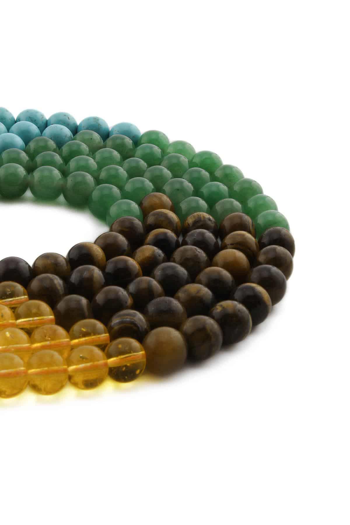 Çakra Doğal Taş Parlak Karışık Küre Kesim 8mm Dizi