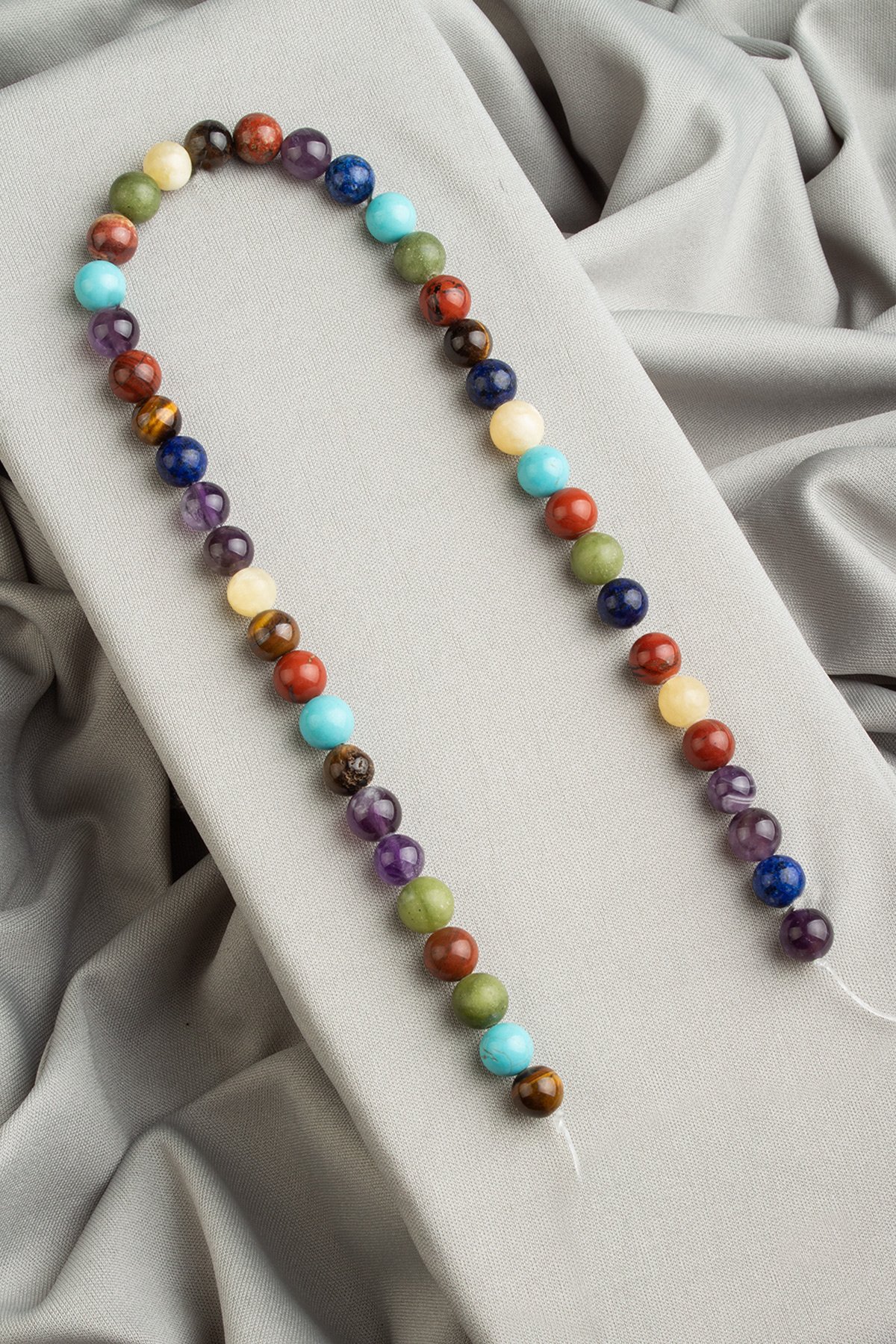 Çakra Doğal Taş Parlak Karışık Küre Kesim 8mm Dizi [AA]