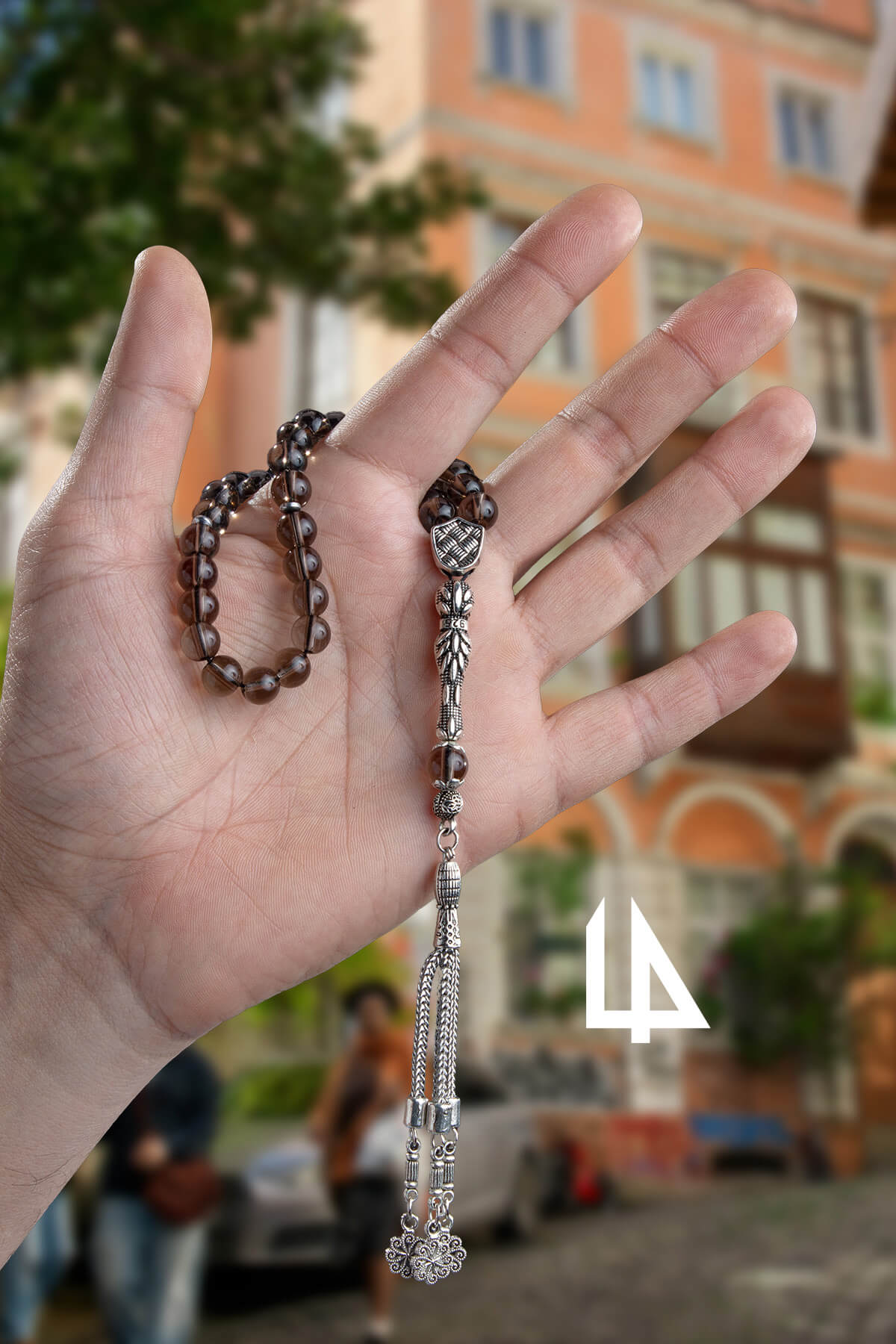 Dumanlı Kuvars Cam Küre Kesim Gri 33 lü 8mm Tesbih