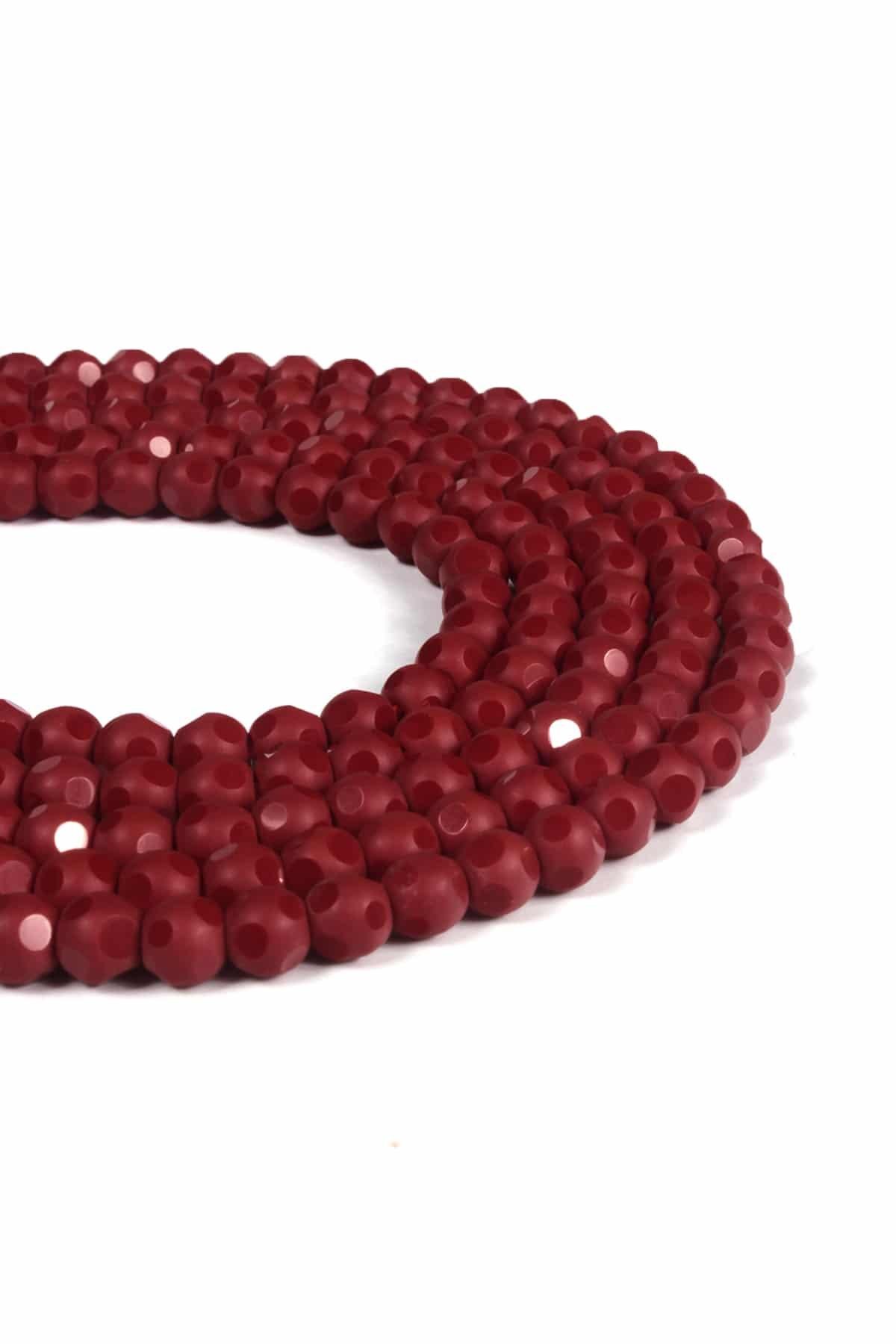 Glass Red Globe Chandelier Cut 6mm String Of Beads